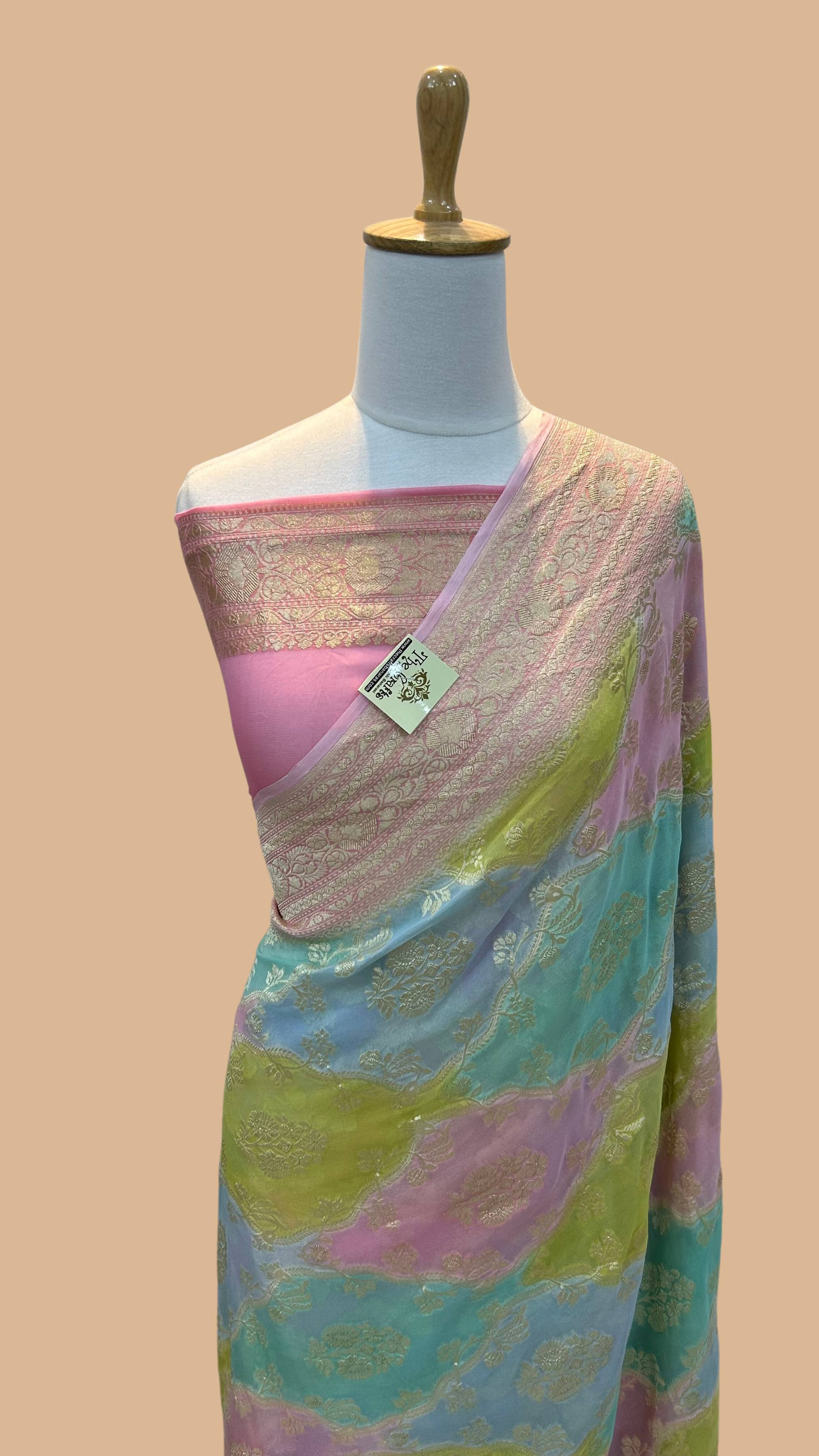 Khaddi Georgette Handloom Banarasi Saree