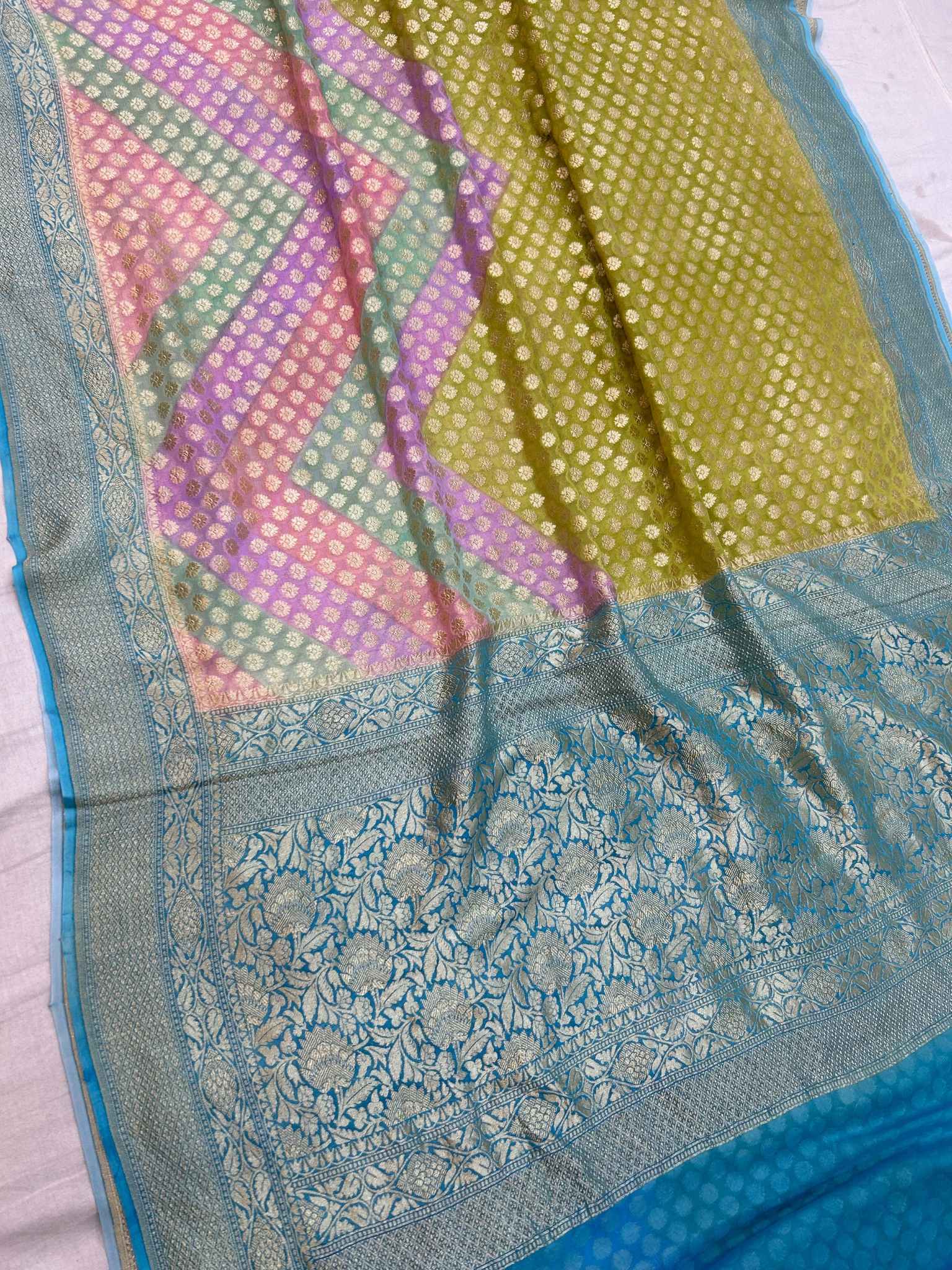 Khaddi Georgette Handloom Banarasi Saree