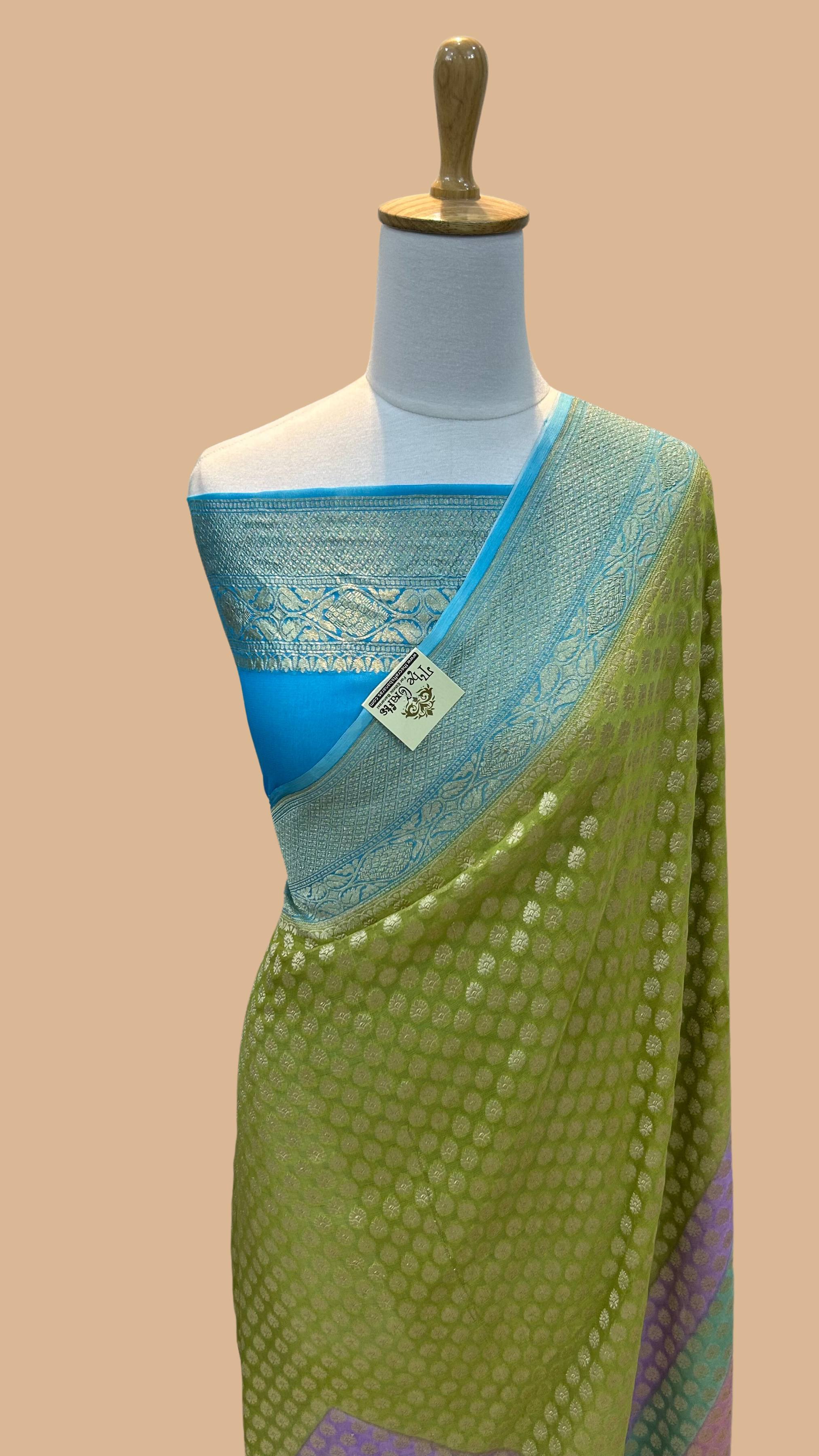 Khaddi Georgette Handloom Banarasi Saree