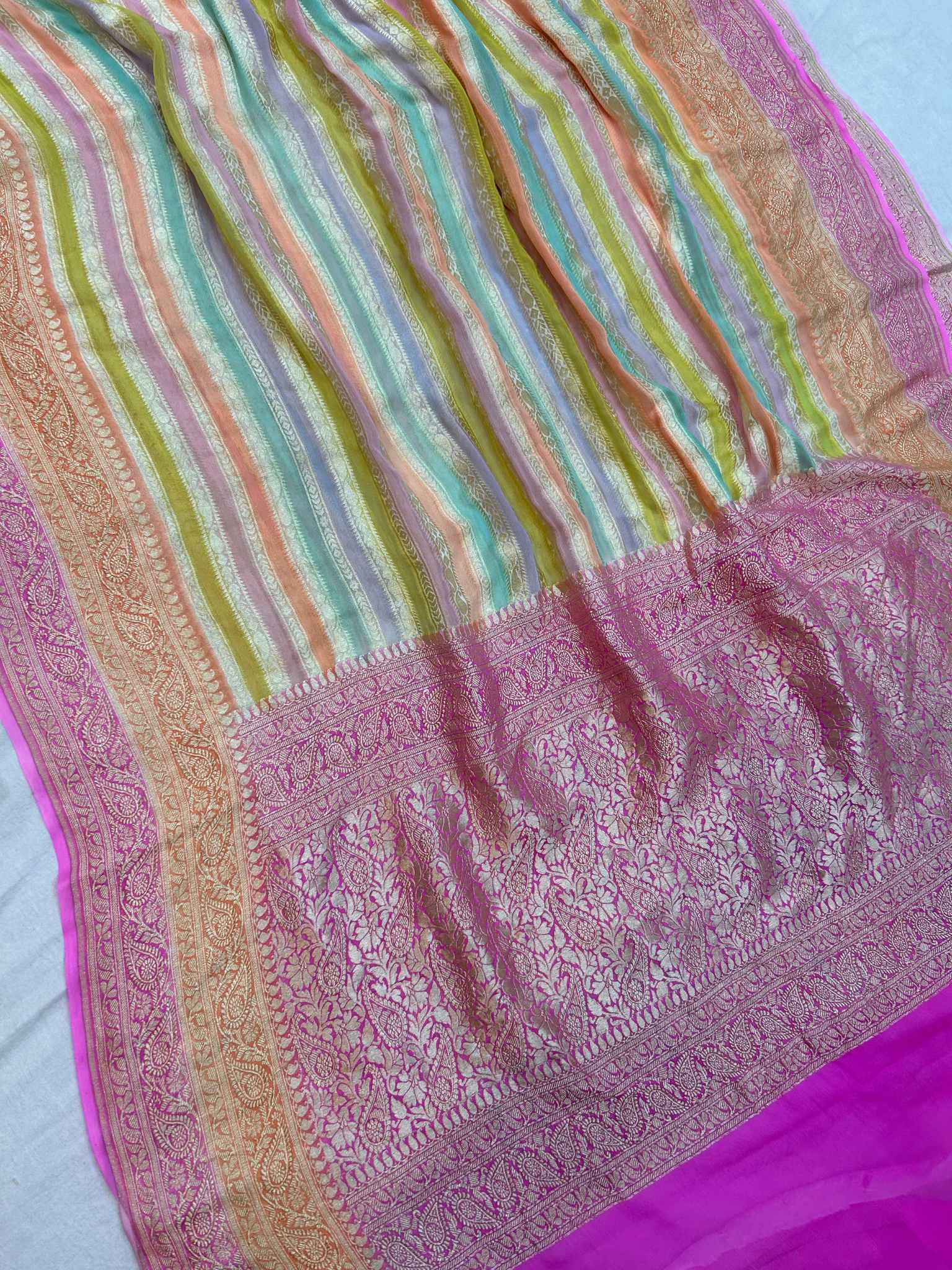 Khaddi Georgette Handloom Banarasi Saree