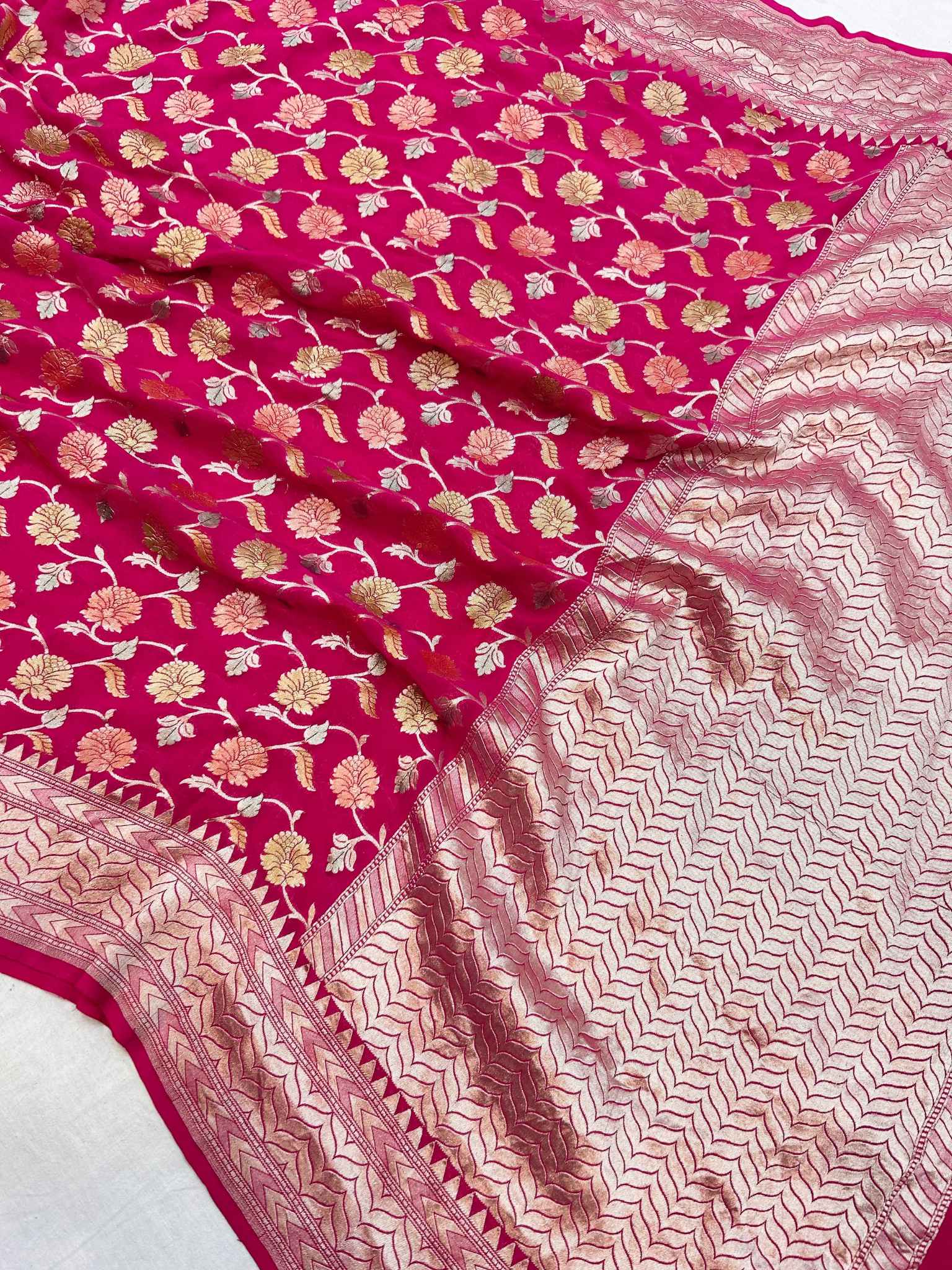 Khaddi Georgette Handloom Banarasi Saree