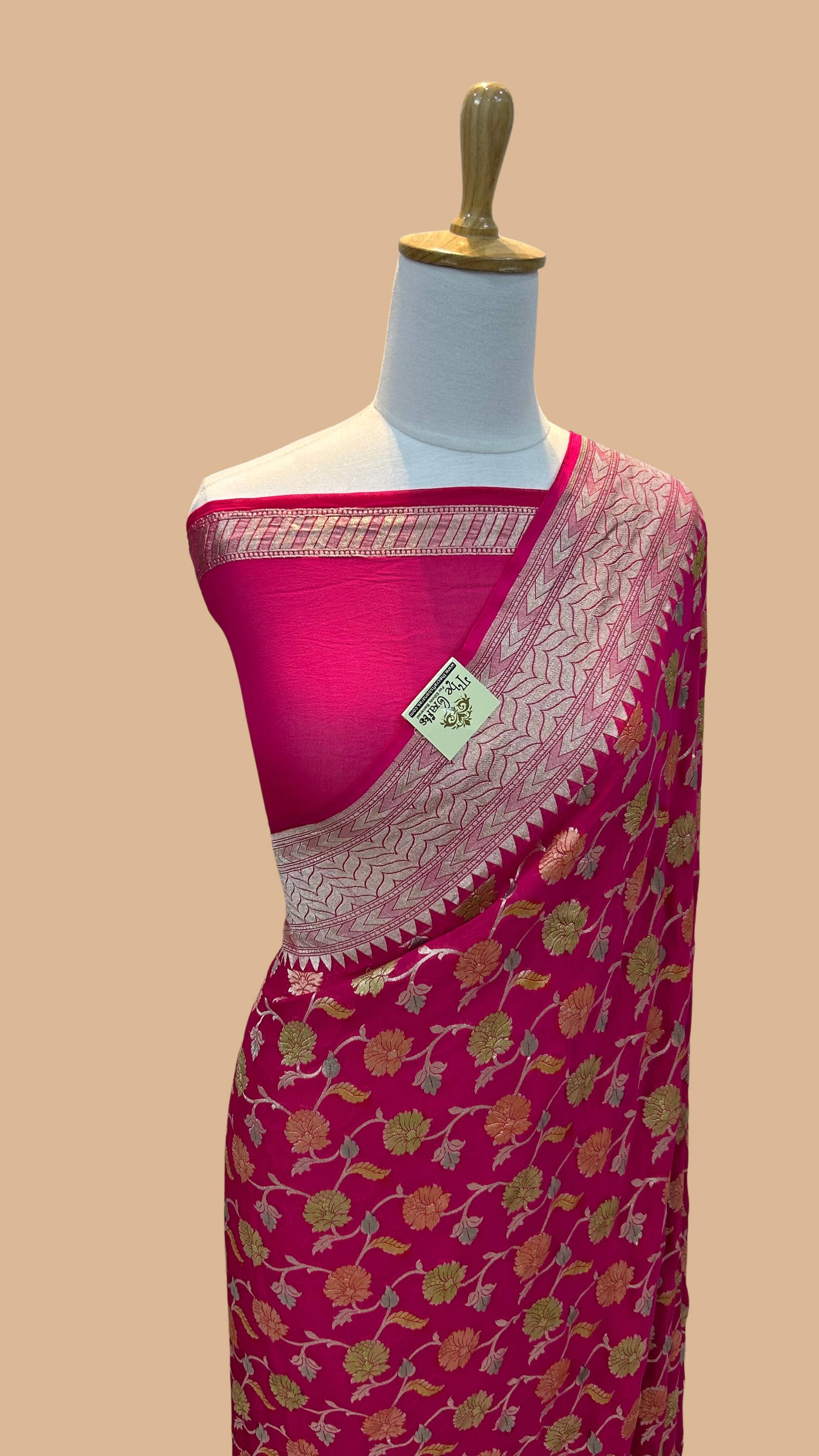 Khaddi Georgette Handloom Banarasi Saree