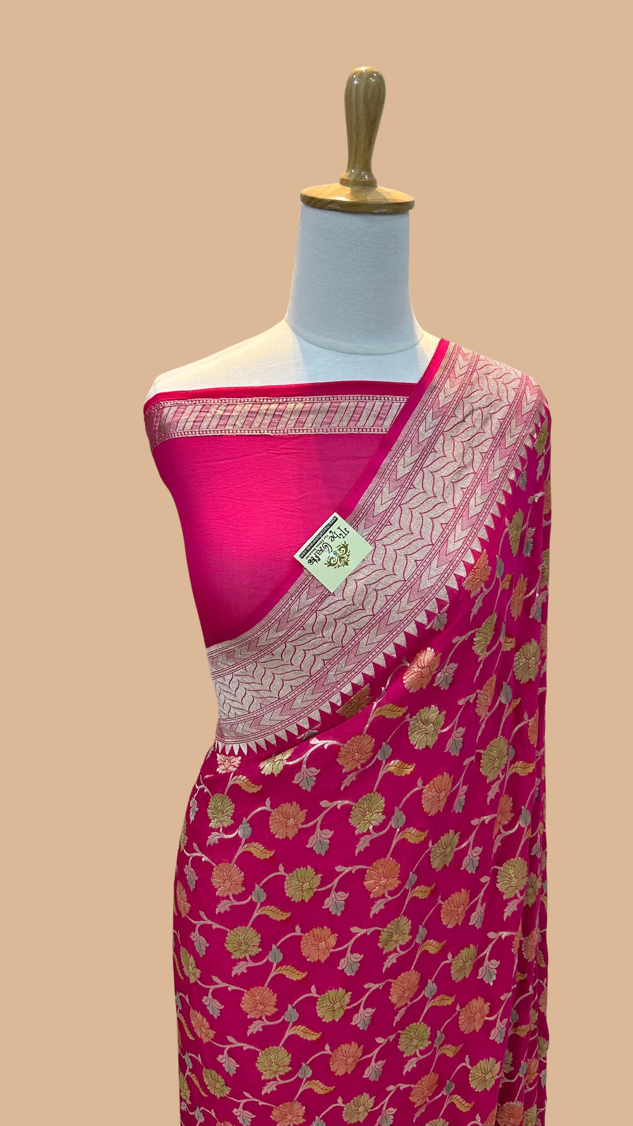 Khaddi Georgette Handloom Banarasi Saree