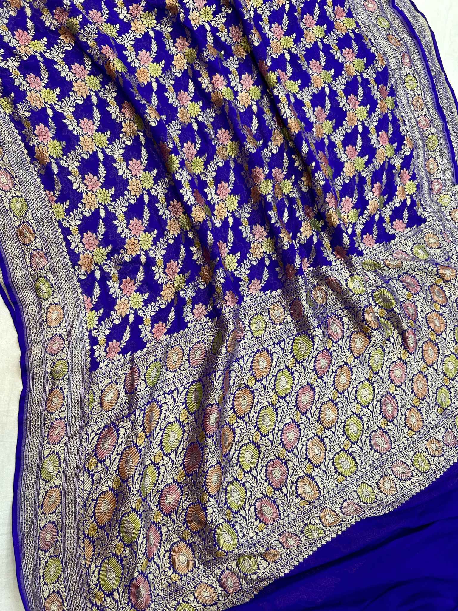 Khaddi Georgette Handloom Banarasi Saree