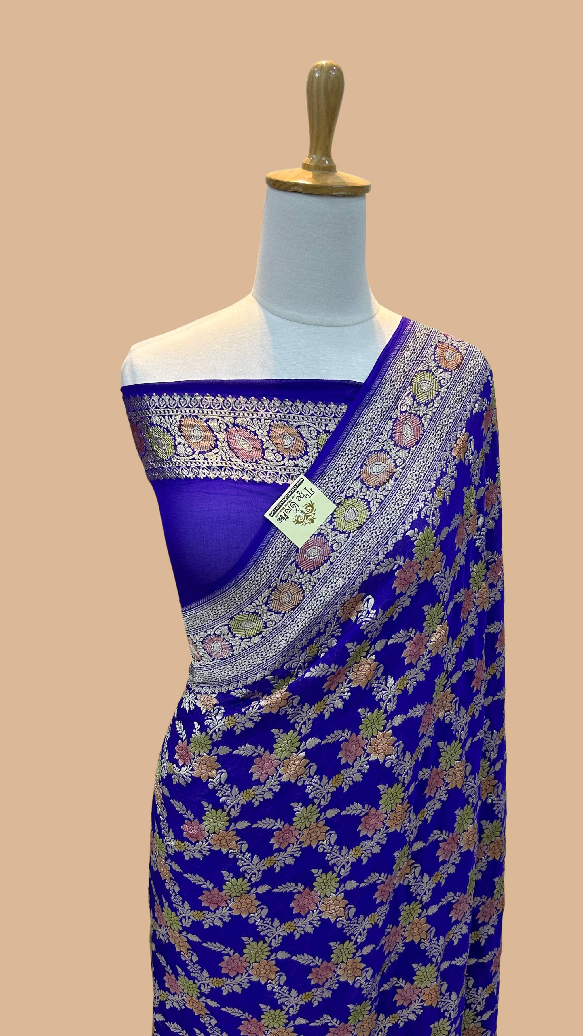 Khaddi Georgette Handloom Banarasi Saree