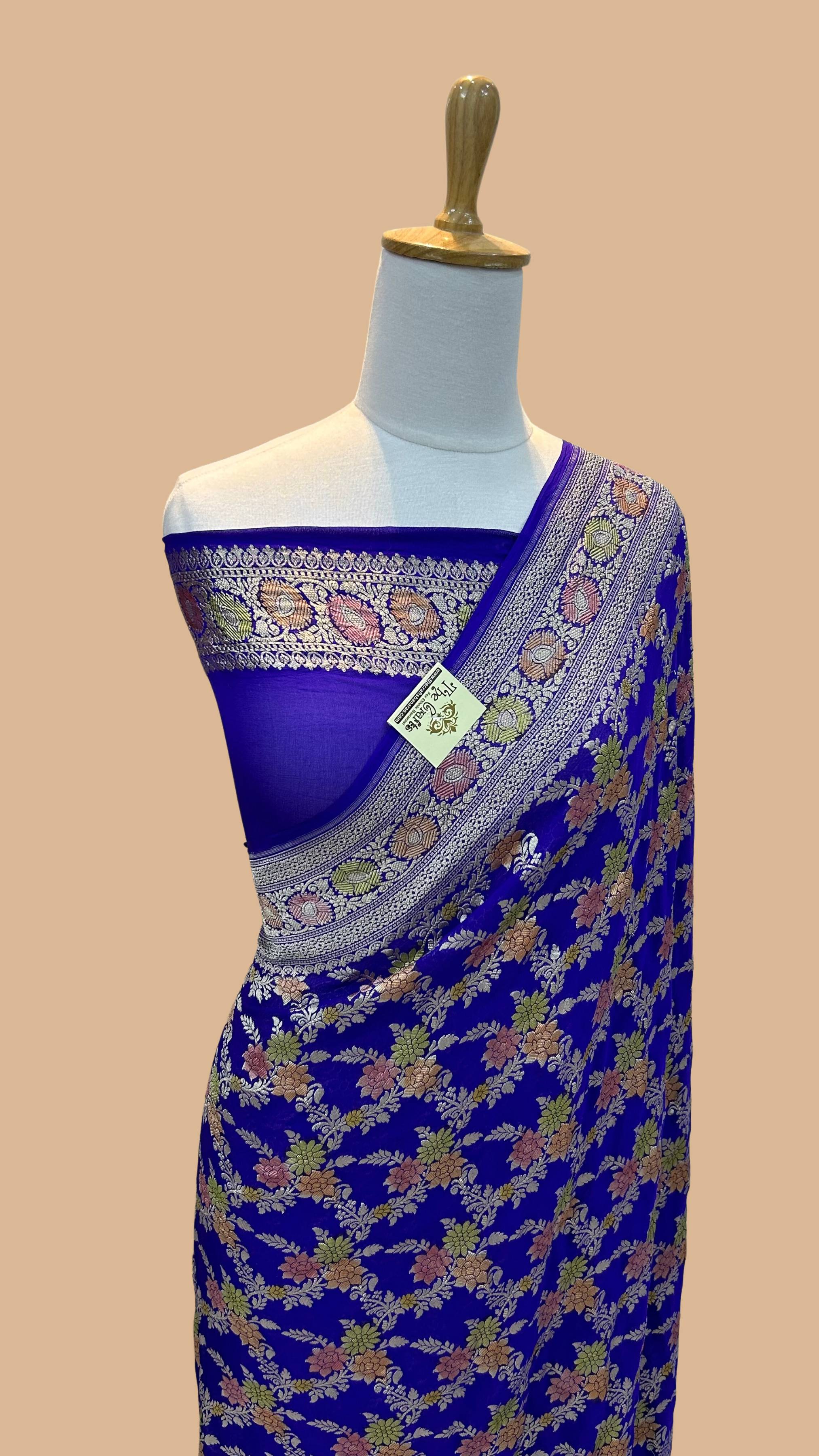 Khaddi Georgette Handloom Banarasi Saree