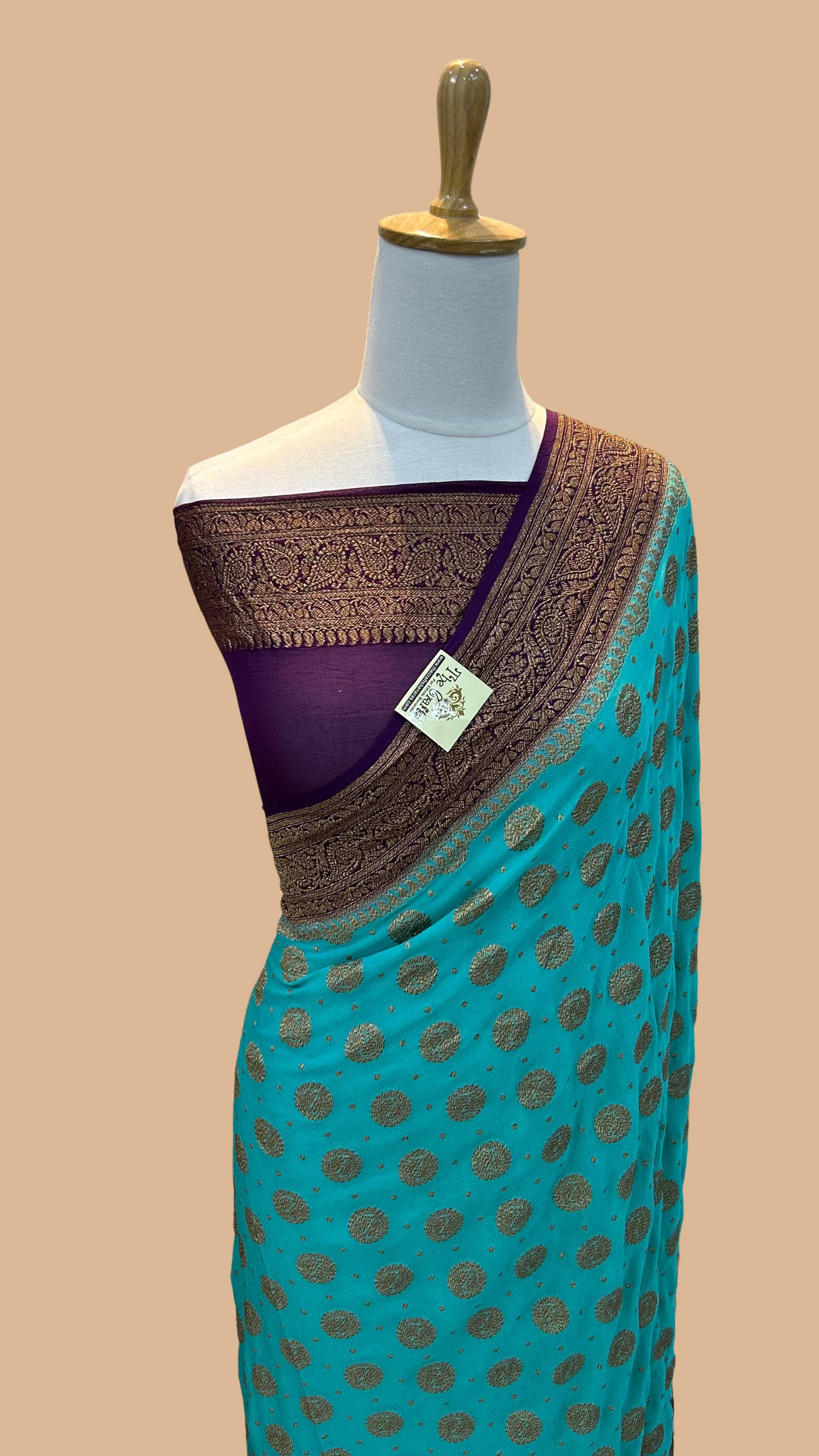 Khaddi Georgette Banarasi Saree - Antique Zari