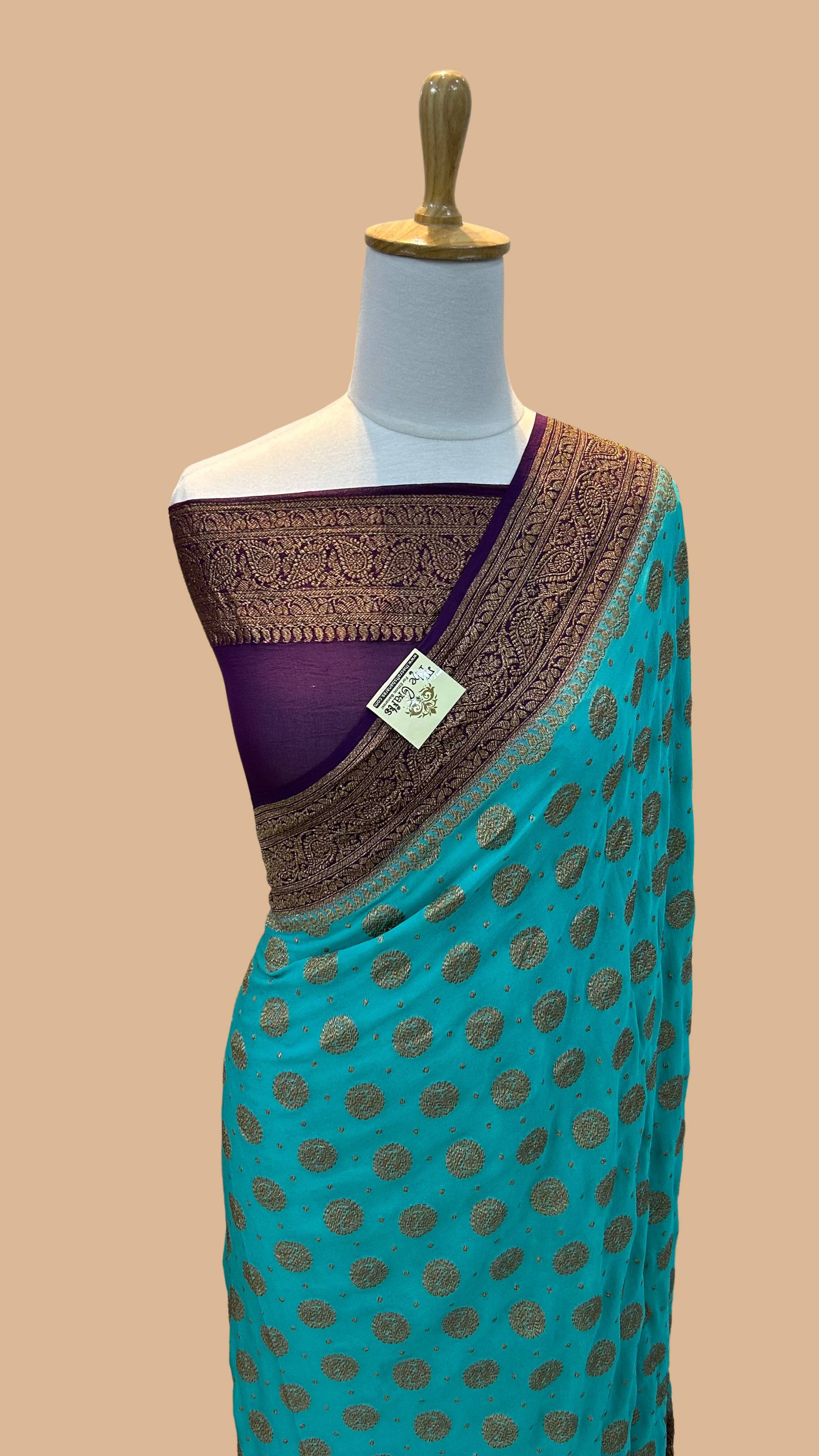 Khaddi Georgette Banarasi Saree - Antique Zari