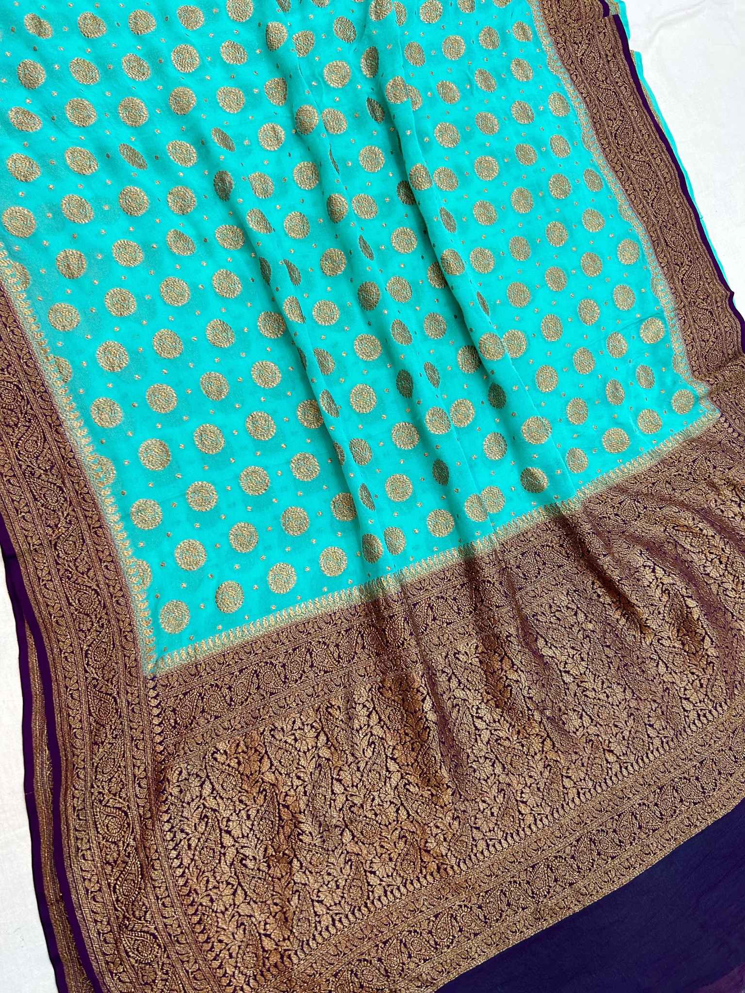 Khaddi Georgette Banarasi Saree - Antique Zari