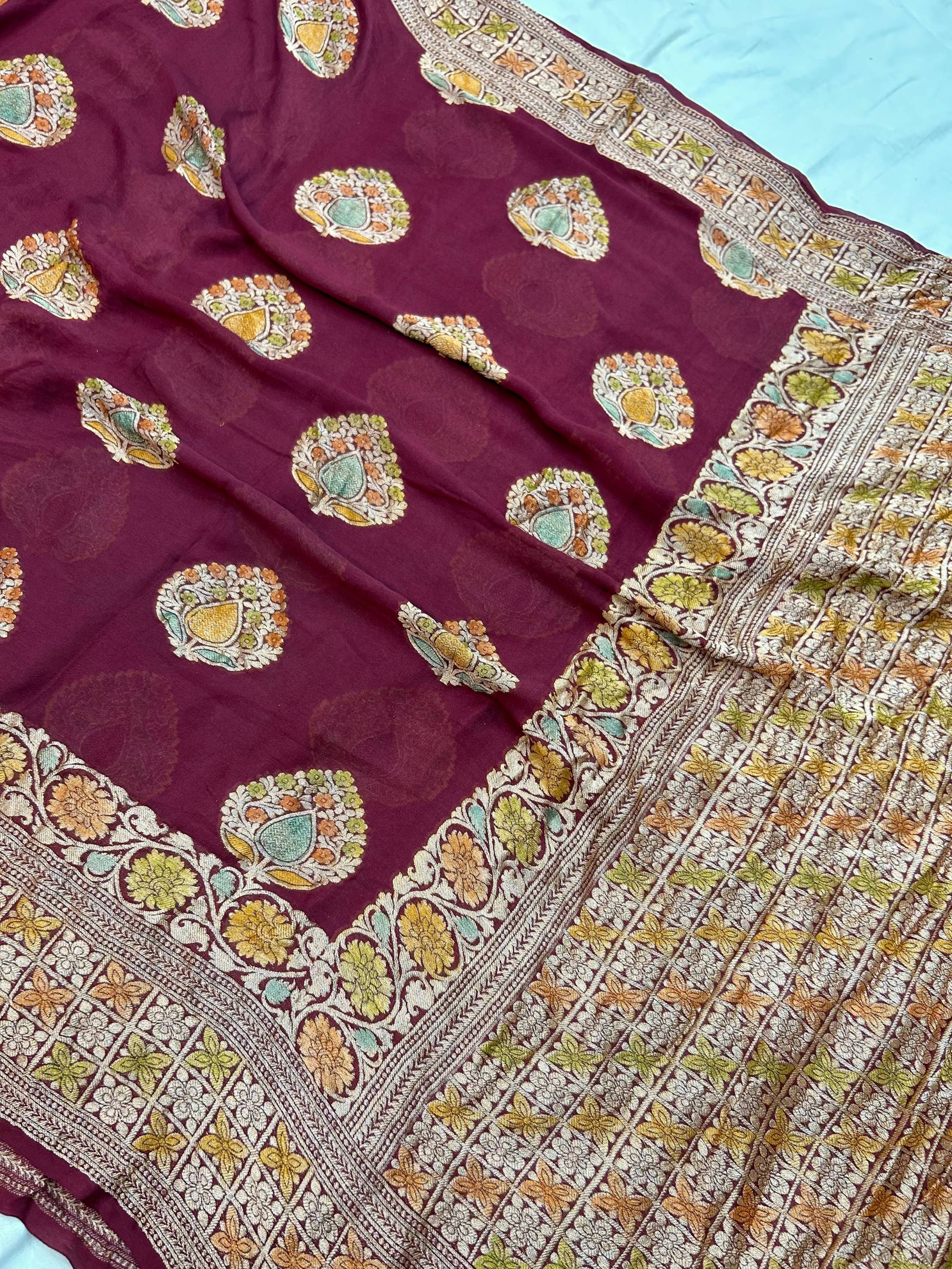 Pure Khaddi Chiffon Banarasi Saree