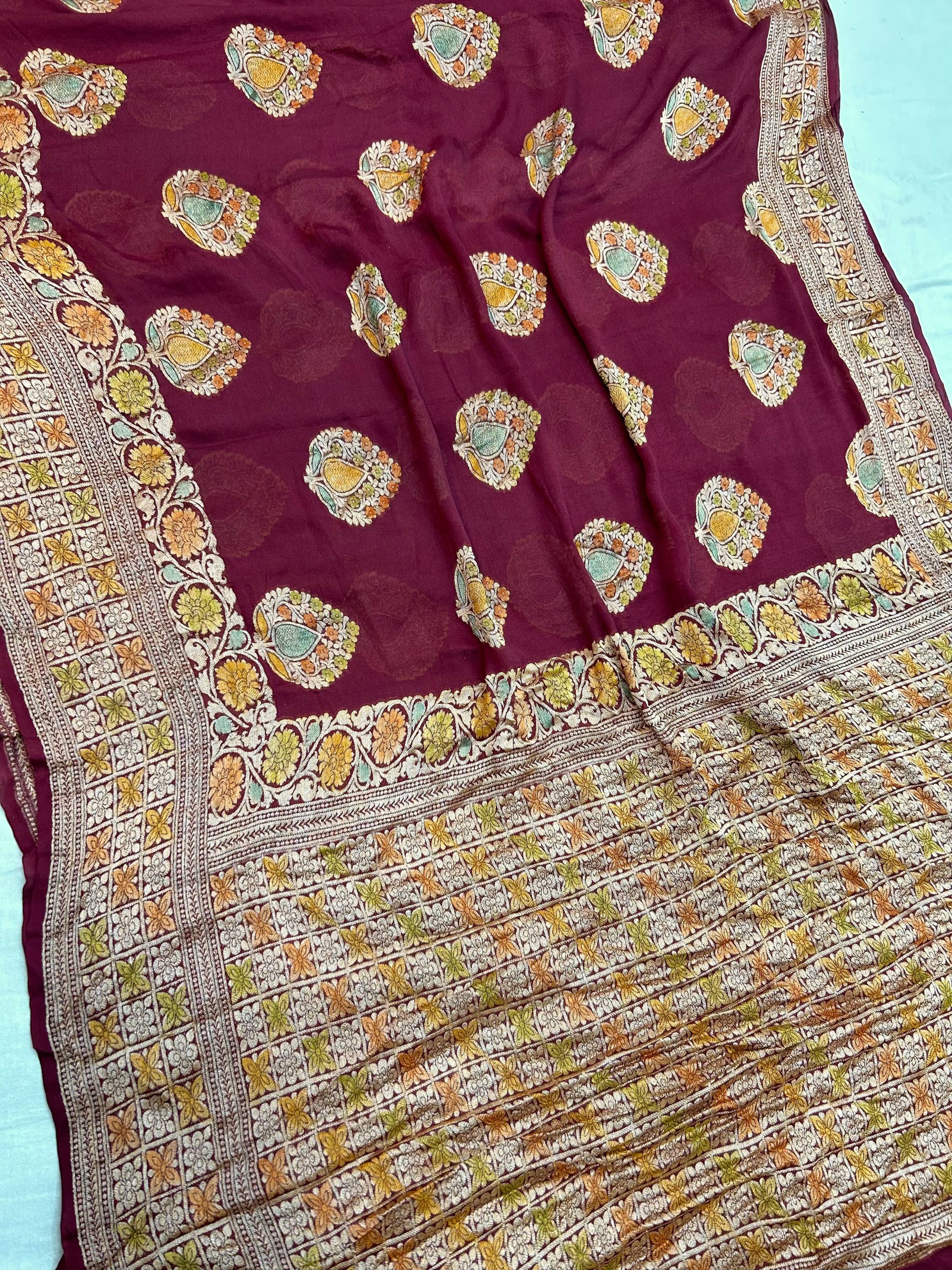 Pure Khaddi Chiffon Banarasi Saree