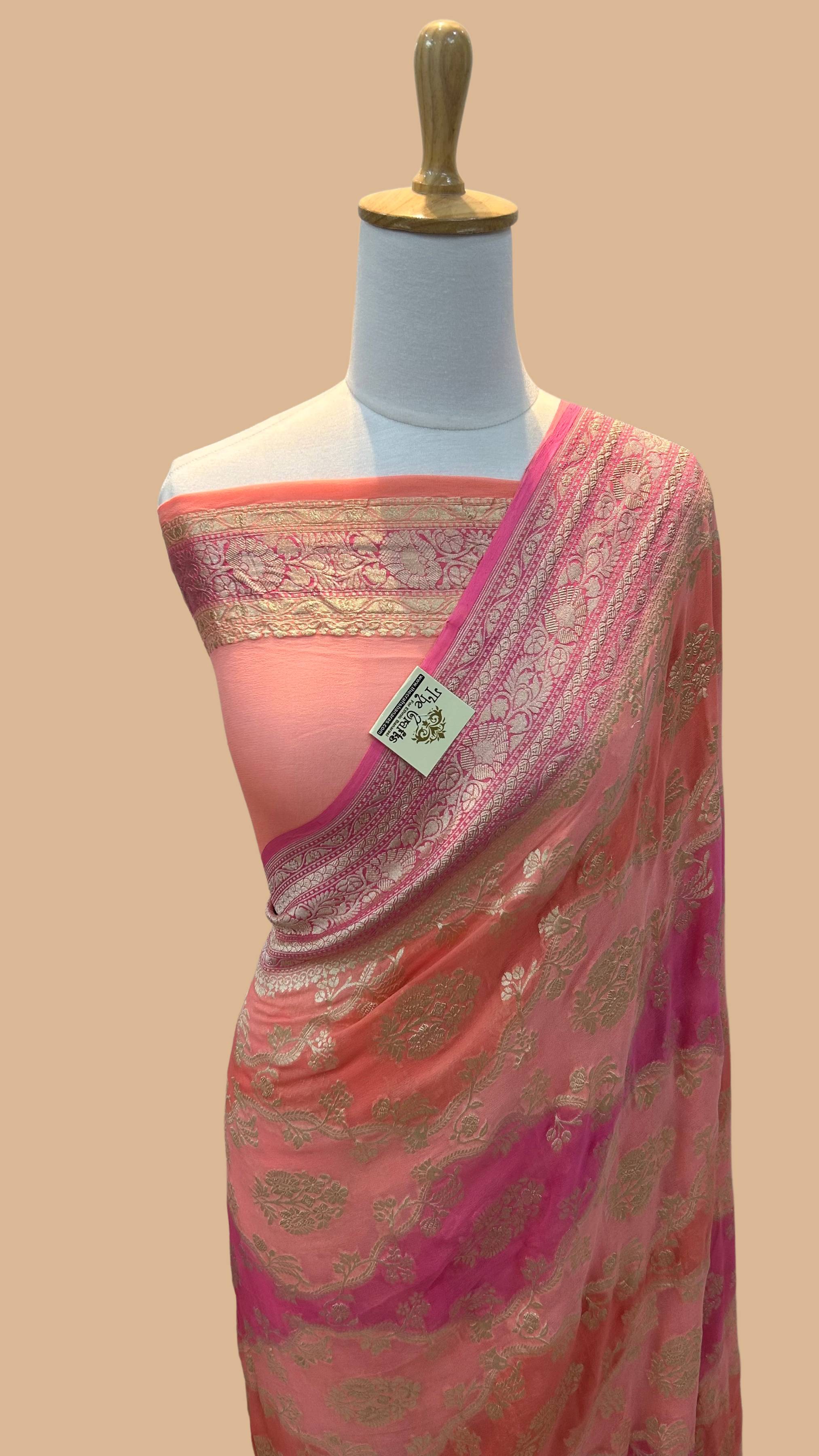 Khaddi Georgette Handloom Banarasi Saree