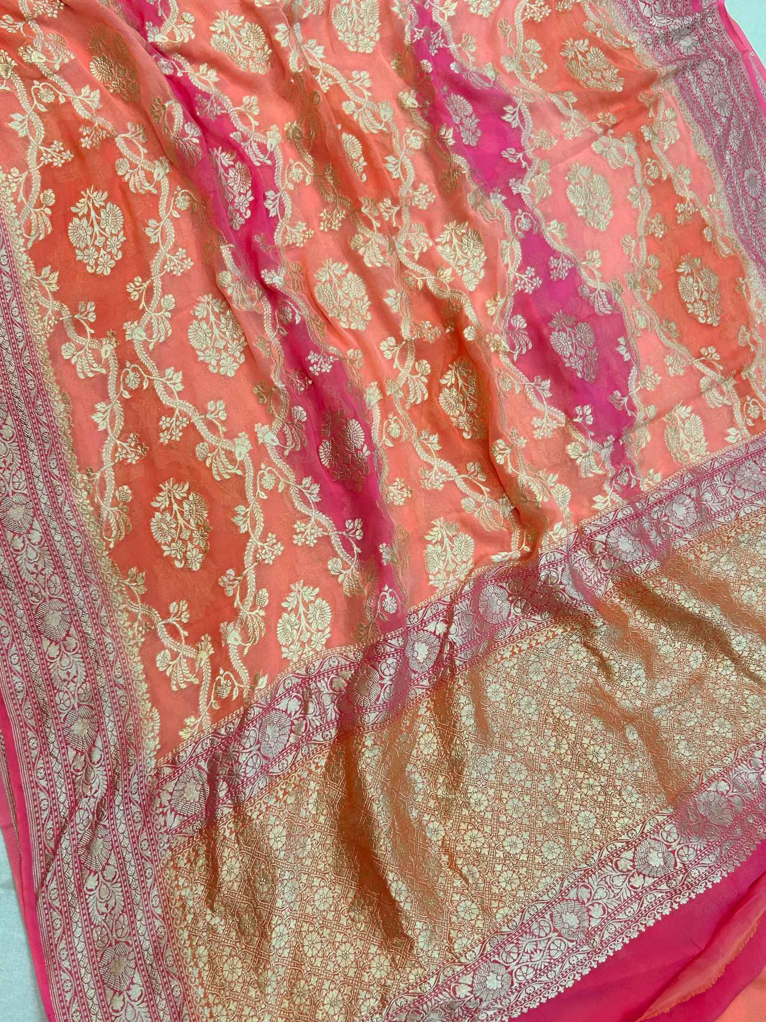 Khaddi Georgette Handloom Banarasi Saree