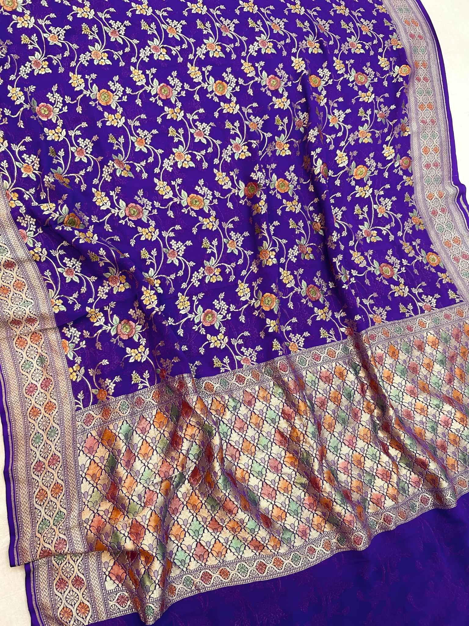 Khaddi Georgette Handloom Banarasi Saree