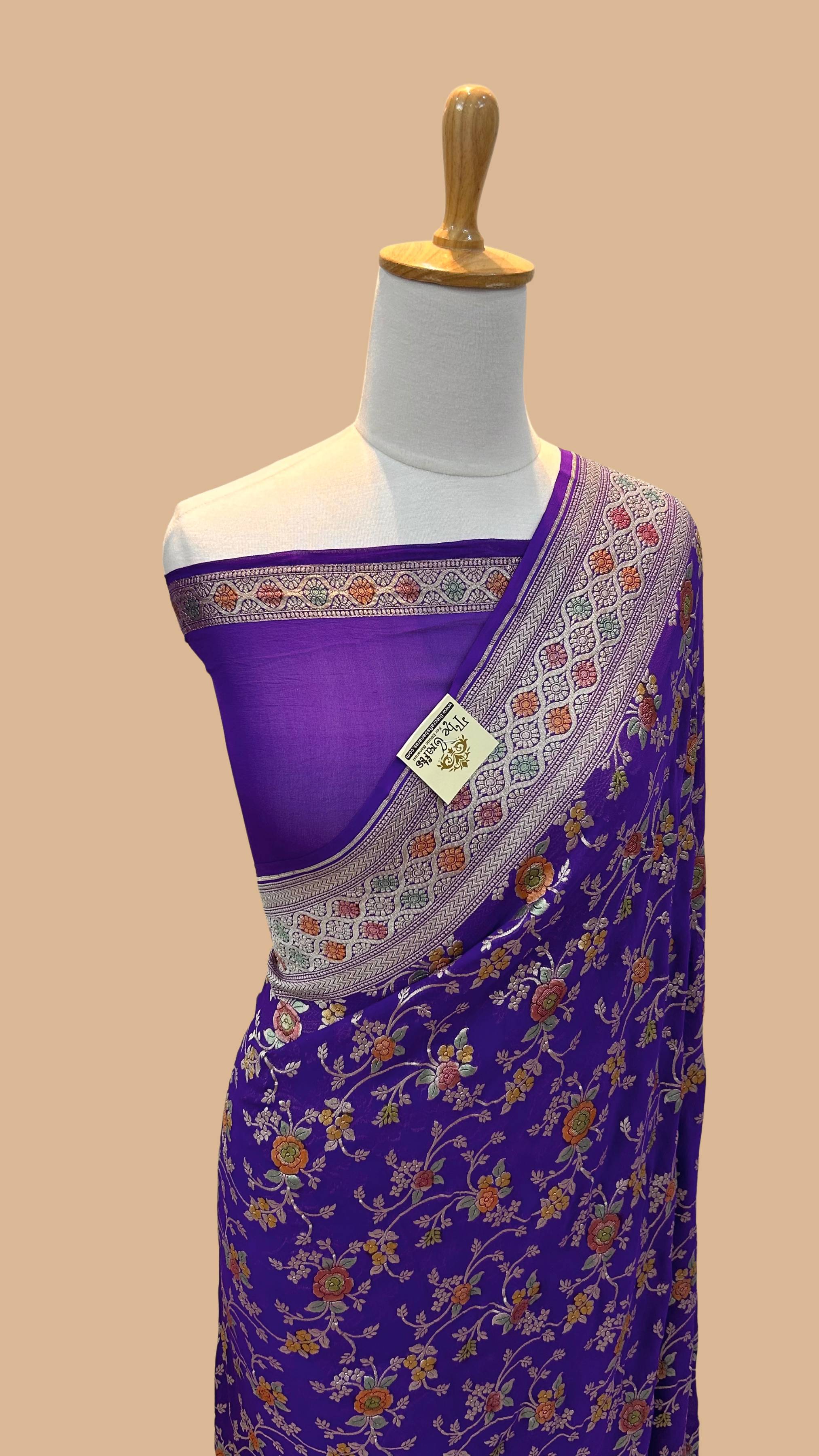 Khaddi Georgette Handloom Banarasi Saree