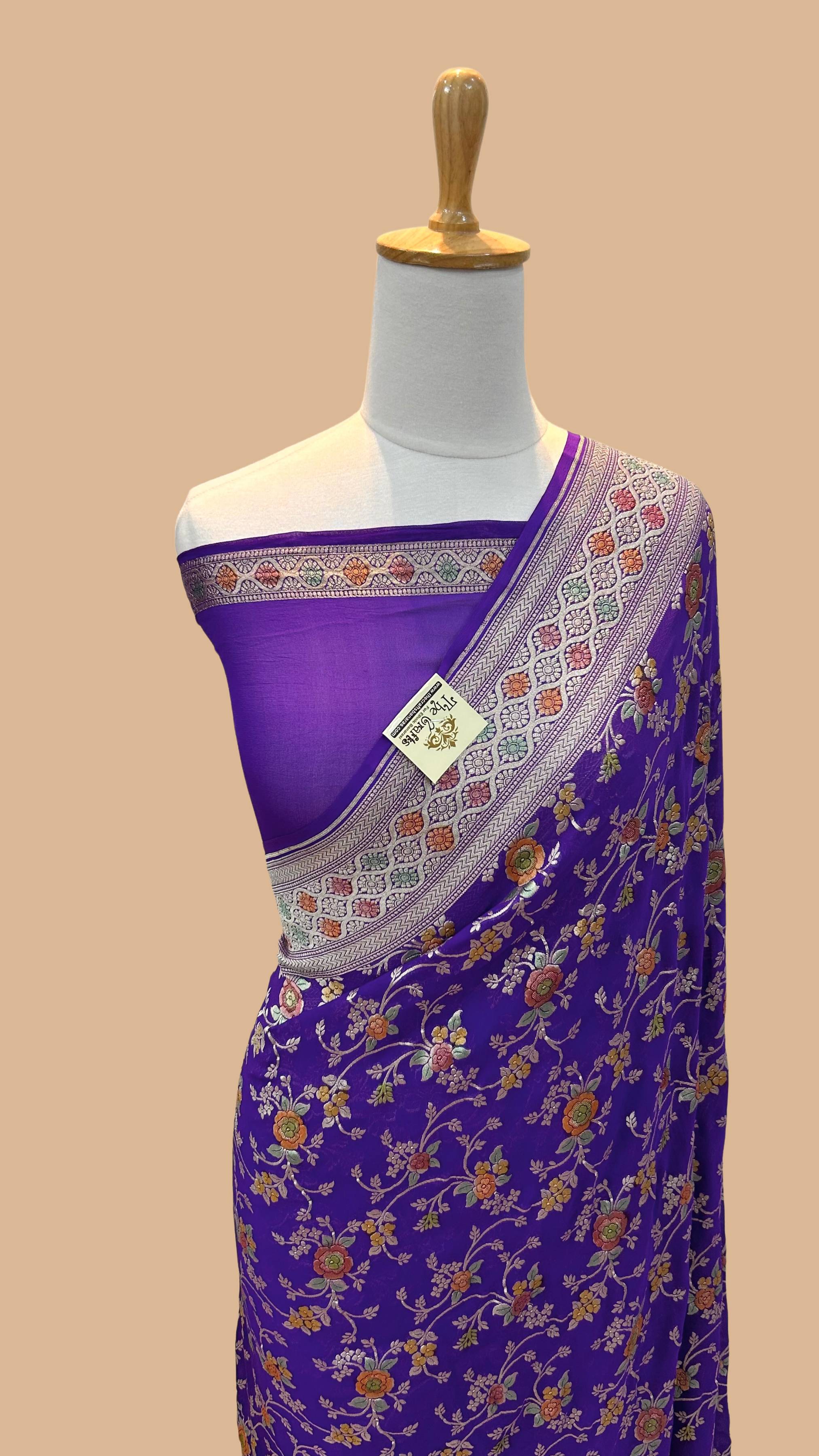 Khaddi Georgette Handloom Banarasi Saree