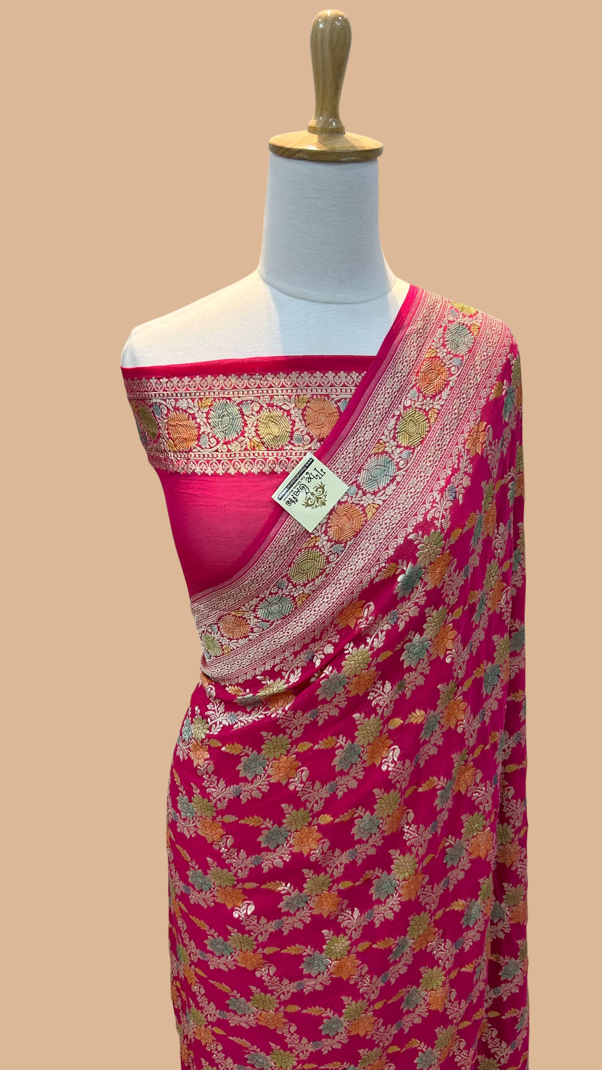 Khaddi Georgette Handloom Banarasi Saree