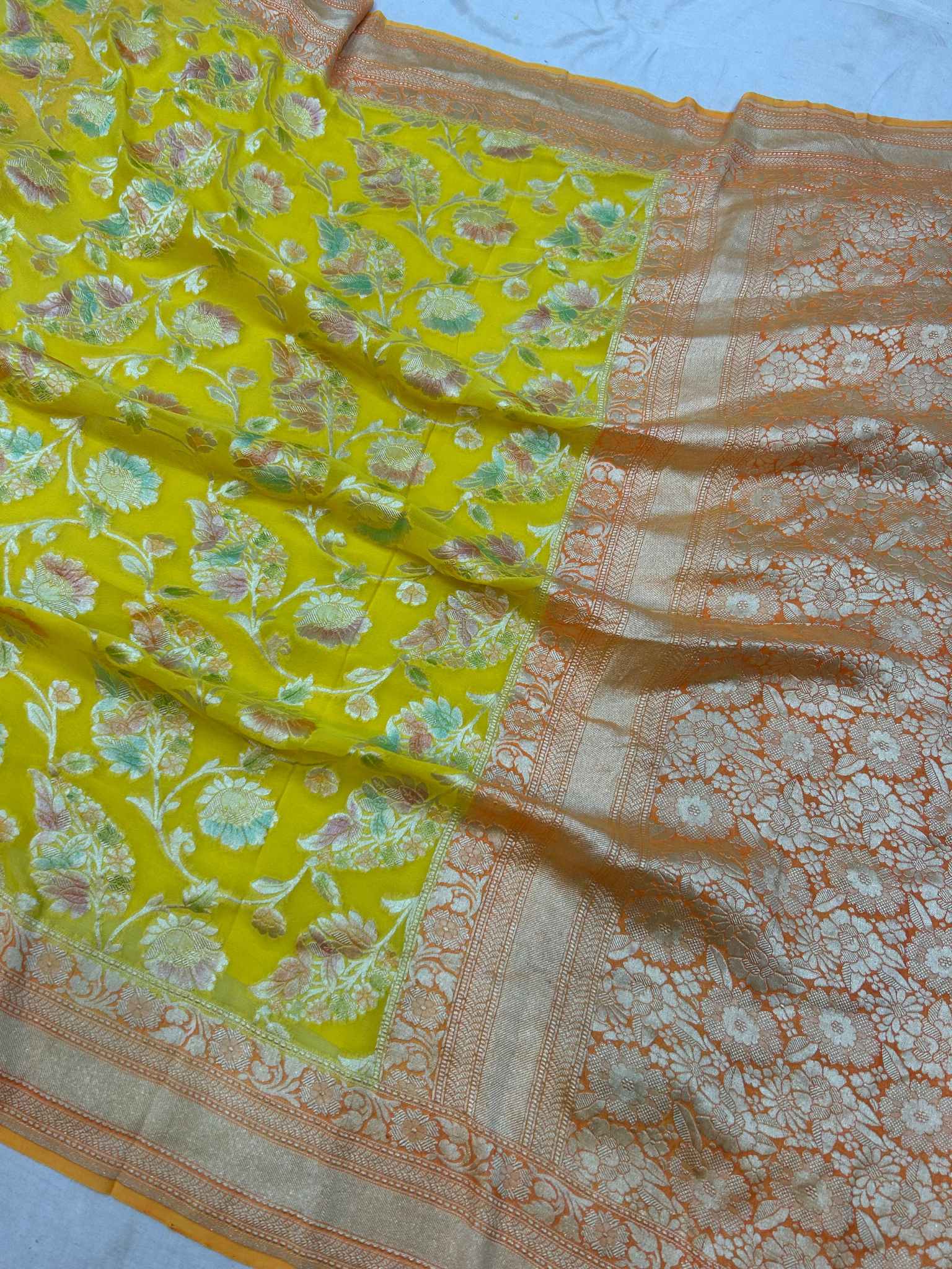 Khaddi Georgette Handloom Banarasi Saree