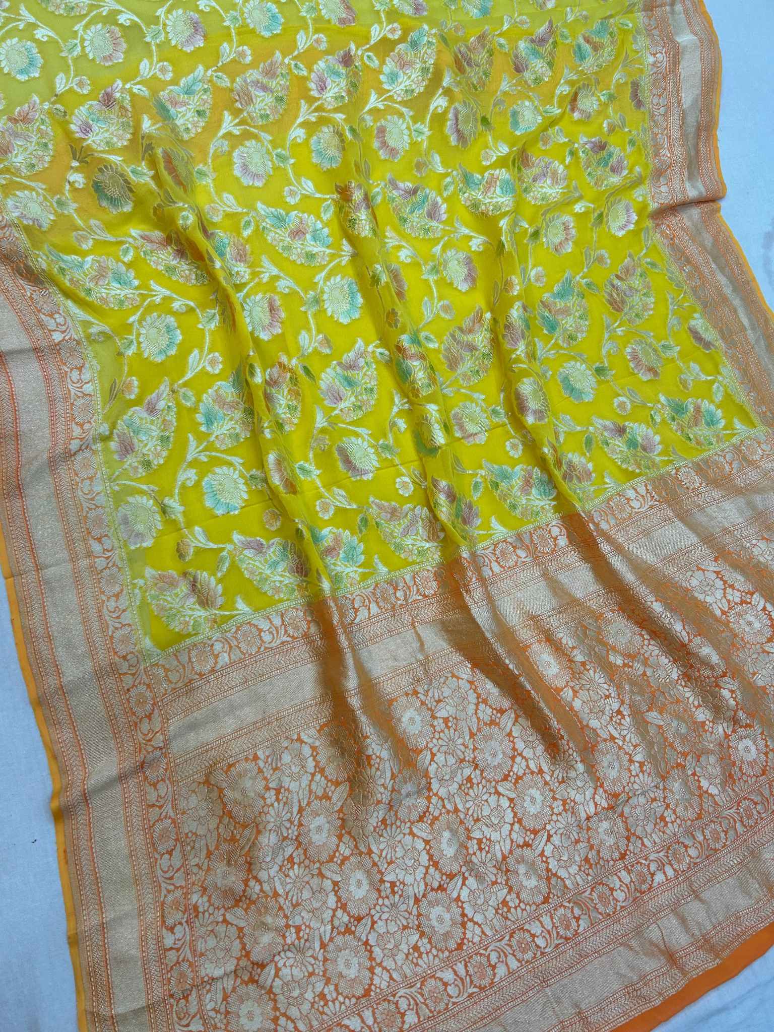 Khaddi Georgette Handloom Banarasi Saree