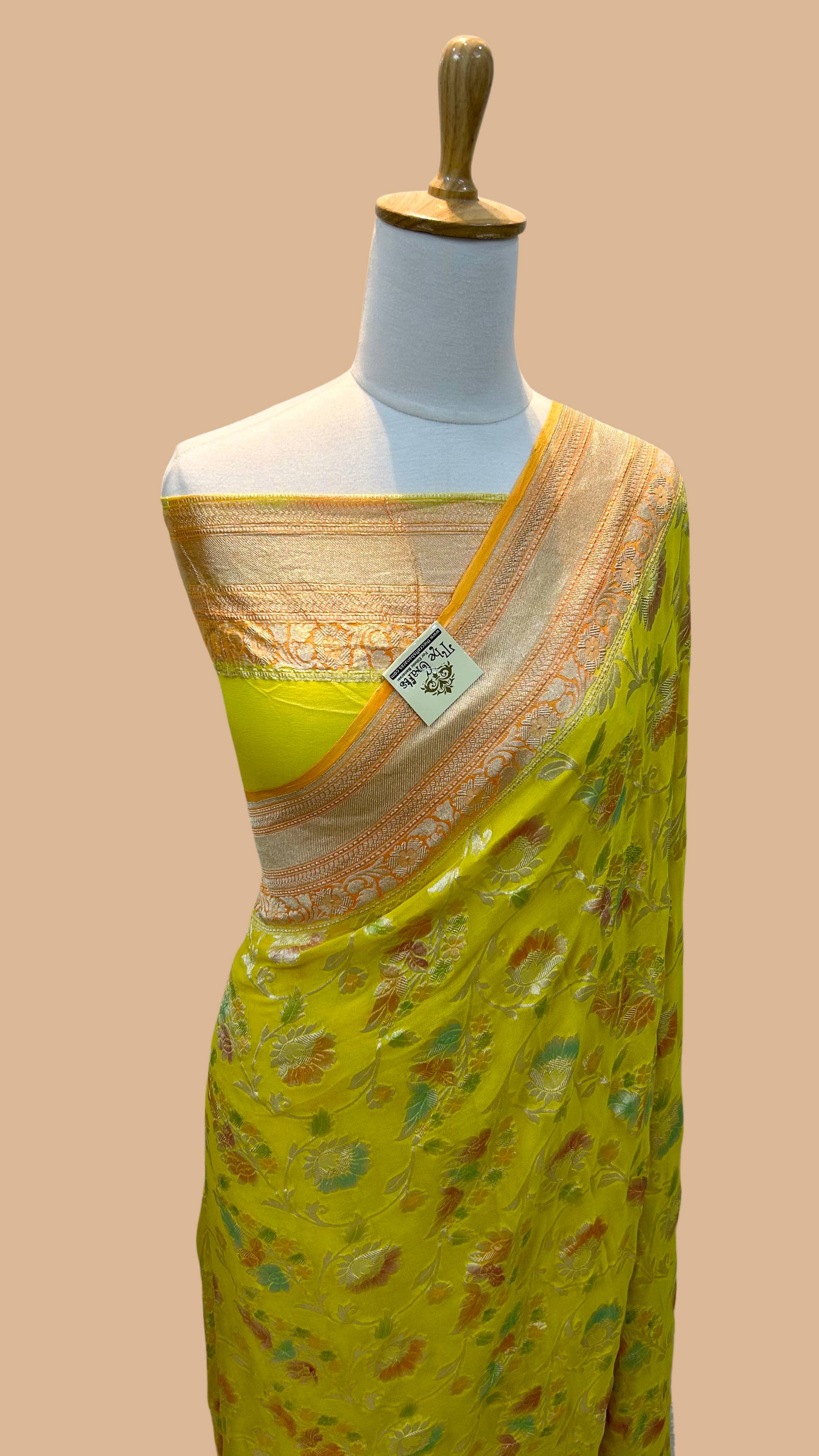 Khaddi Georgette Handloom Banarasi Saree