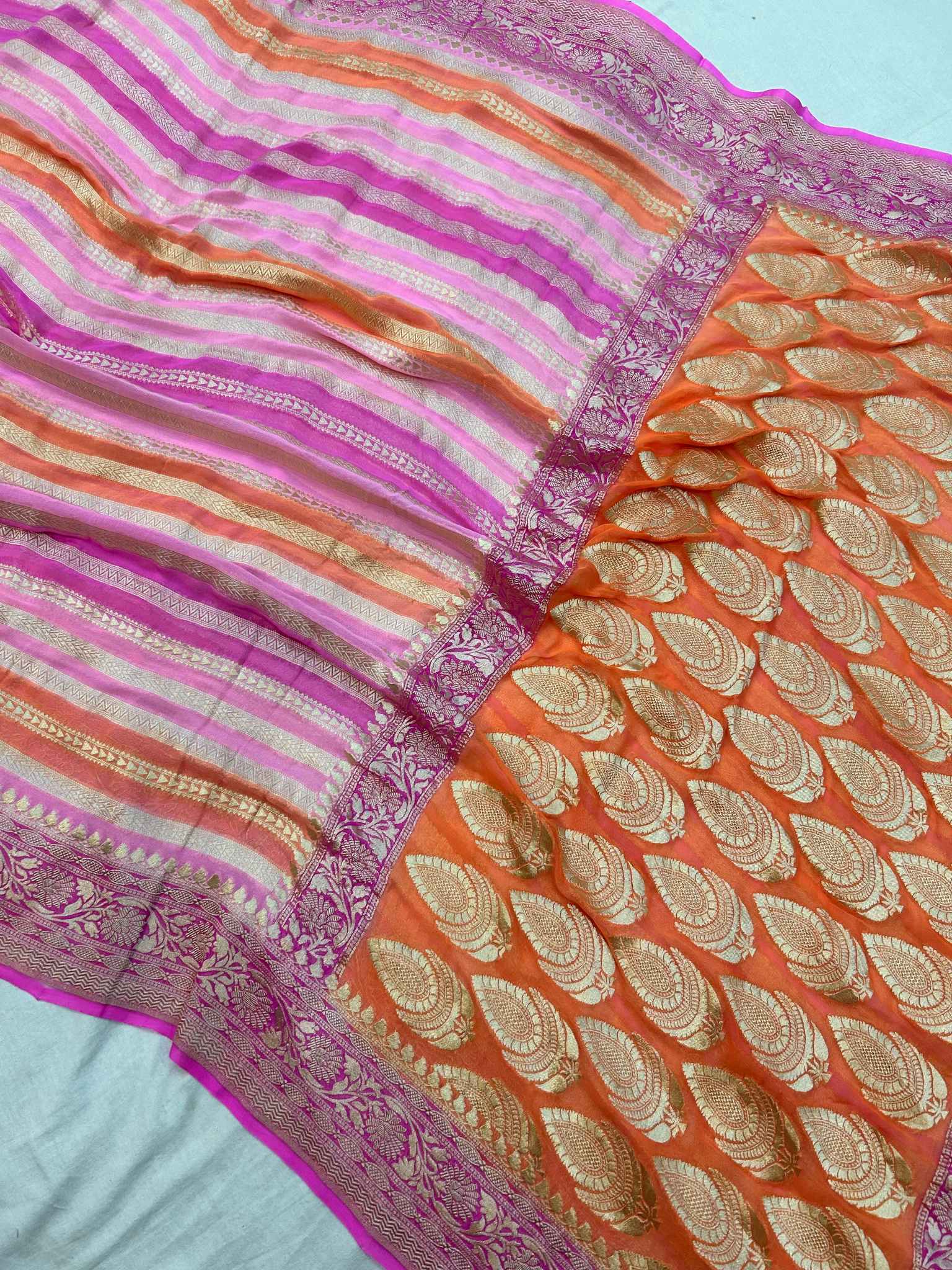 Khaddi Georgette Handloom Banarasi Saree