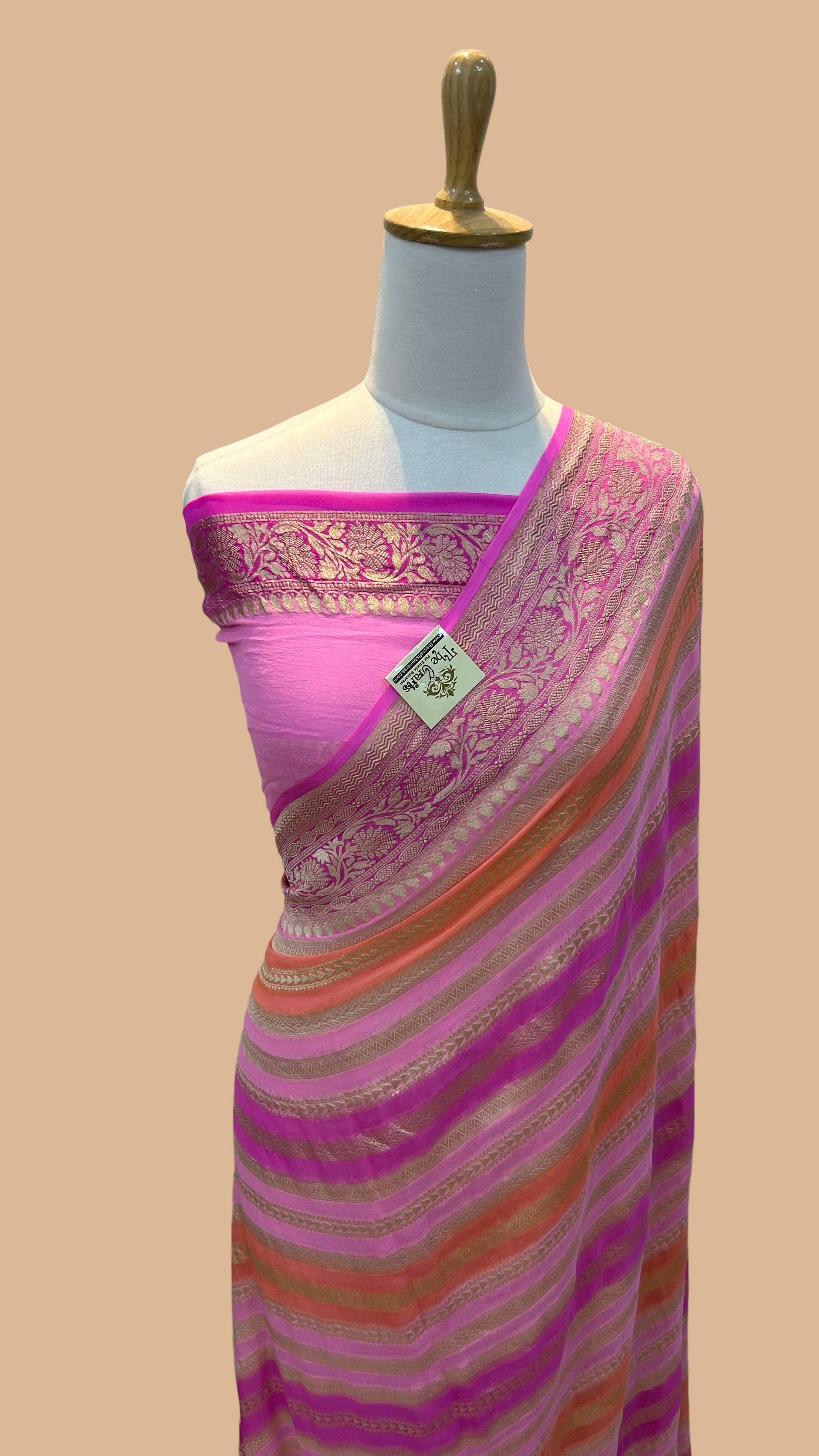 Khaddi Georgette Handloom Banarasi Saree