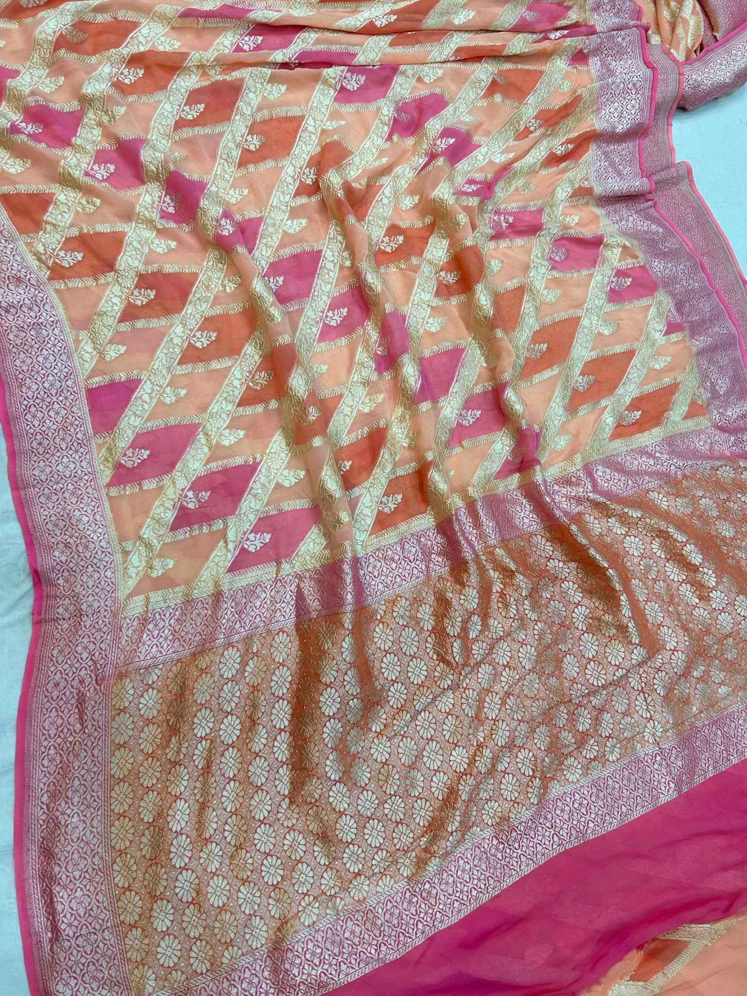 Khaddi Georgette Handloom Banarasi Saree