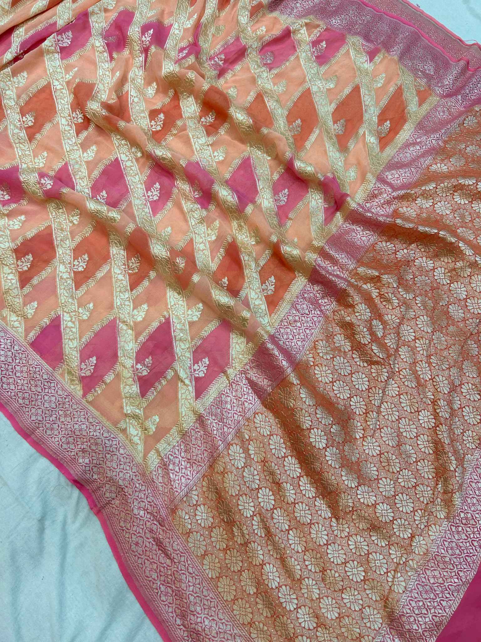 Khaddi Georgette Handloom Banarasi Saree