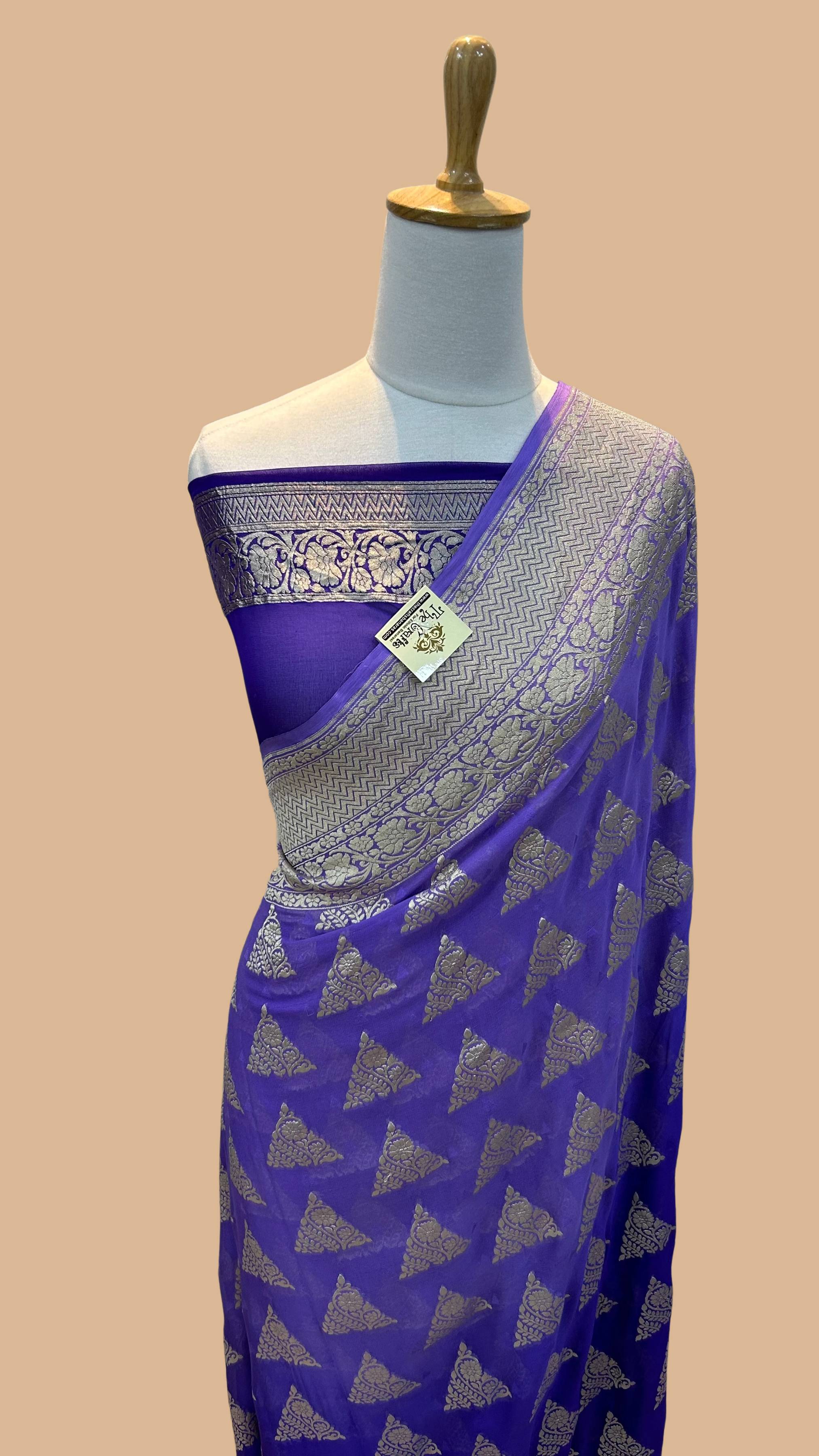 Khaddi Georgette Handloom Banarasi Saree