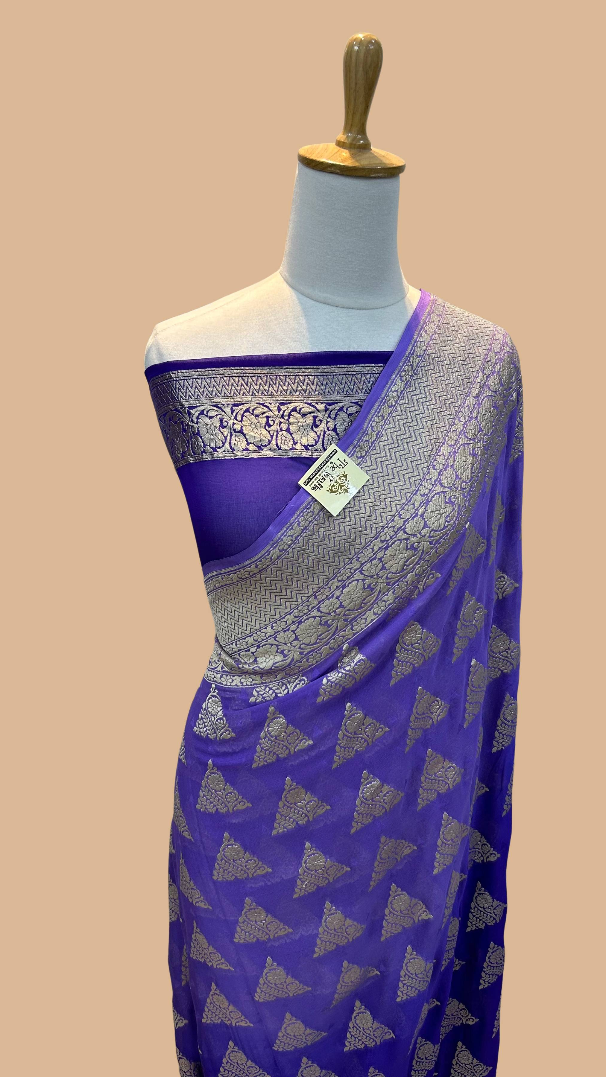 Khaddi Georgette Handloom Banarasi Saree