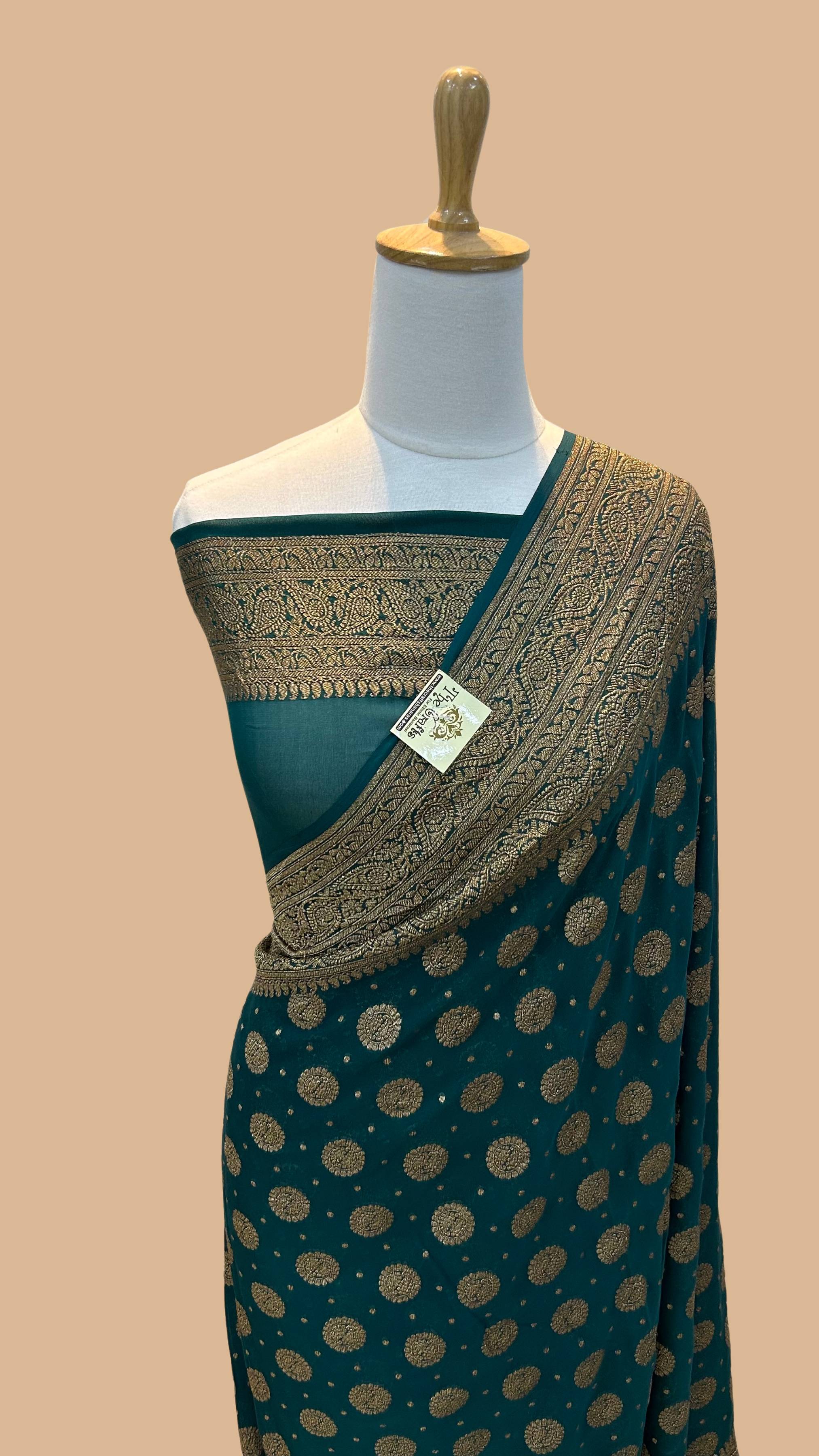 Khaddi Georgette Banarasi Saree - Antique Zari