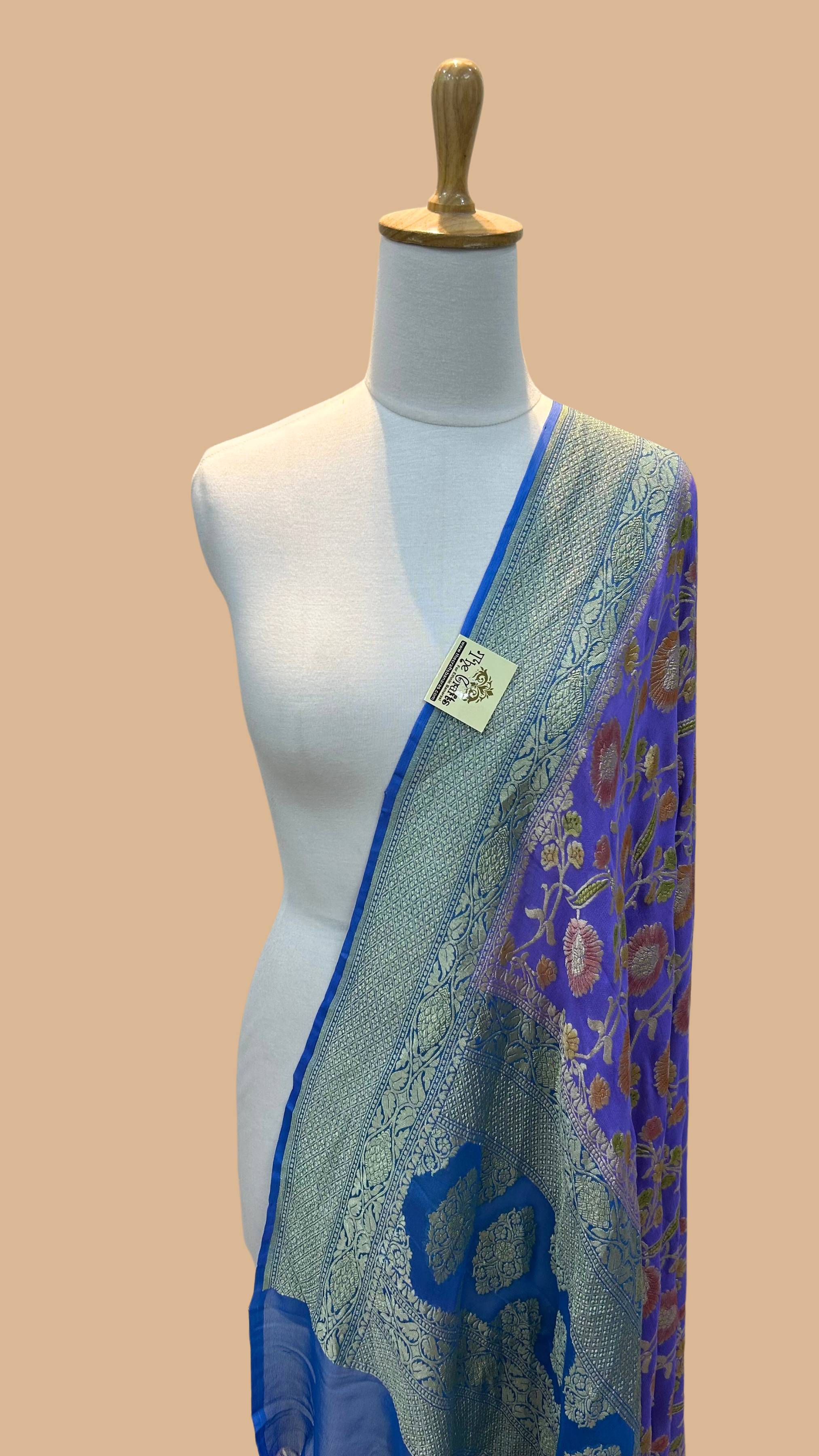 Khaddi Georgette Banarasi Dupatta - Water Zari