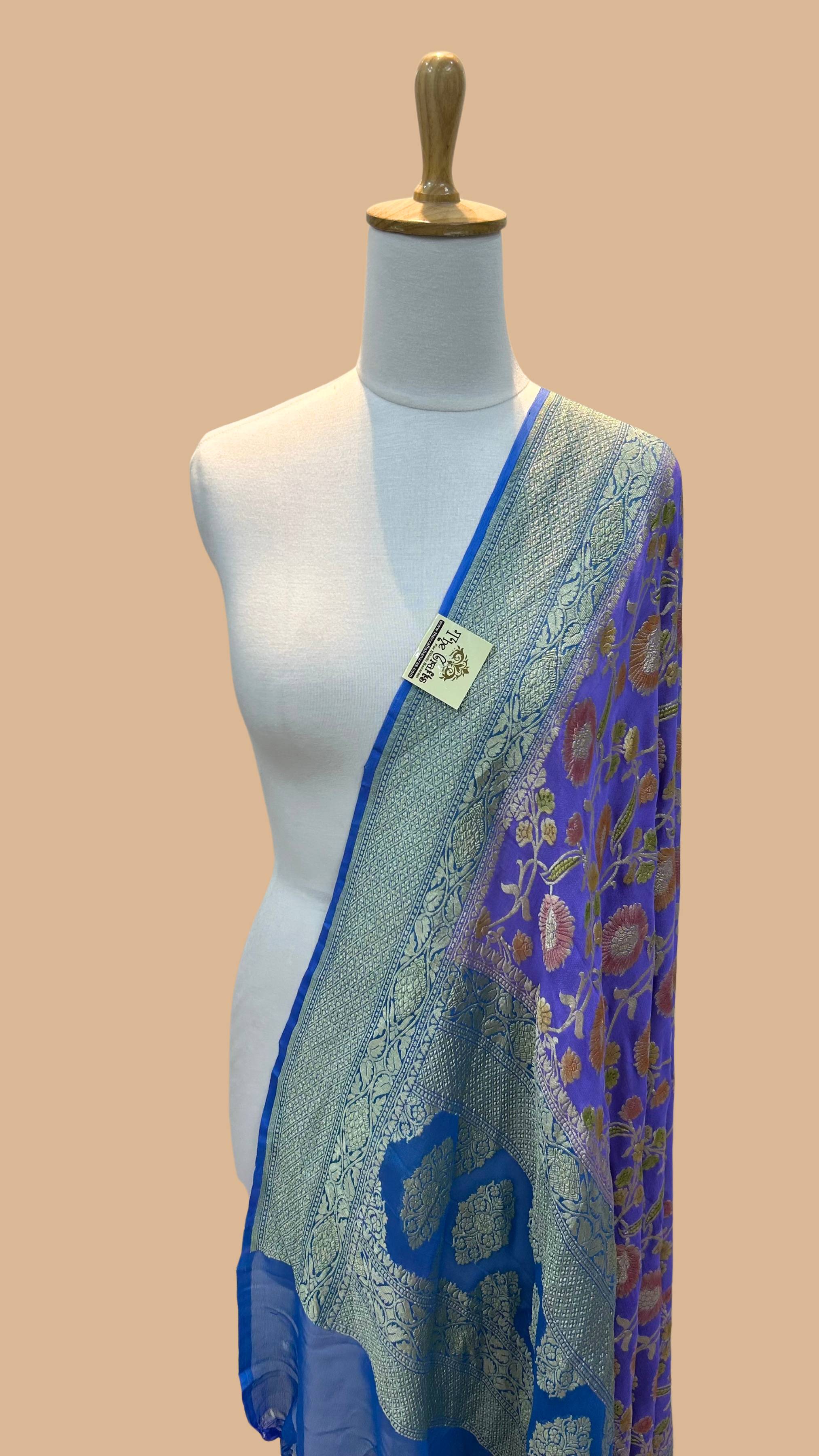 Khaddi Georgette Banarasi Dupatta - Water Zari