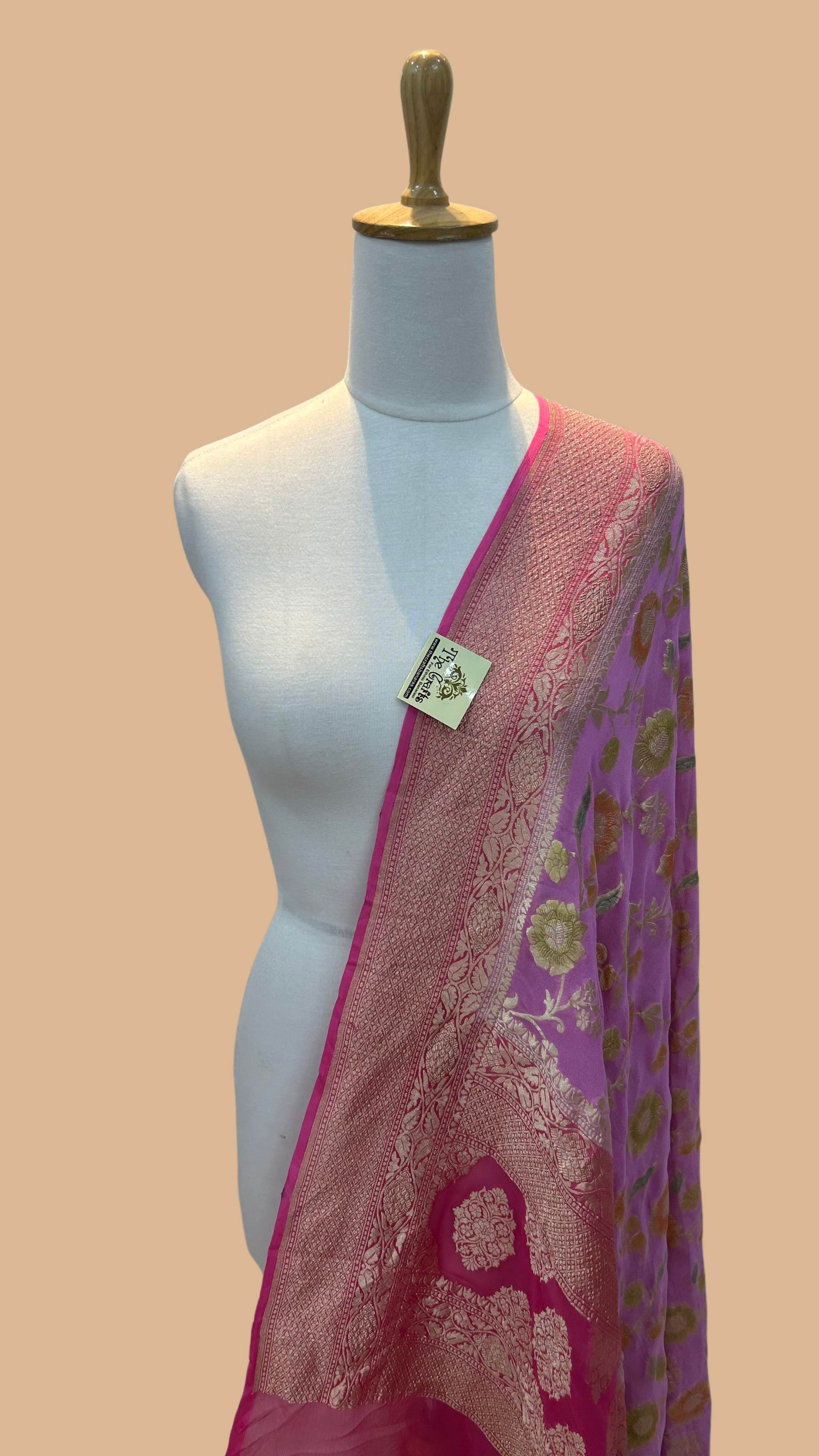 Khaddi Georgette Banarasi Dupatta - Water Zari