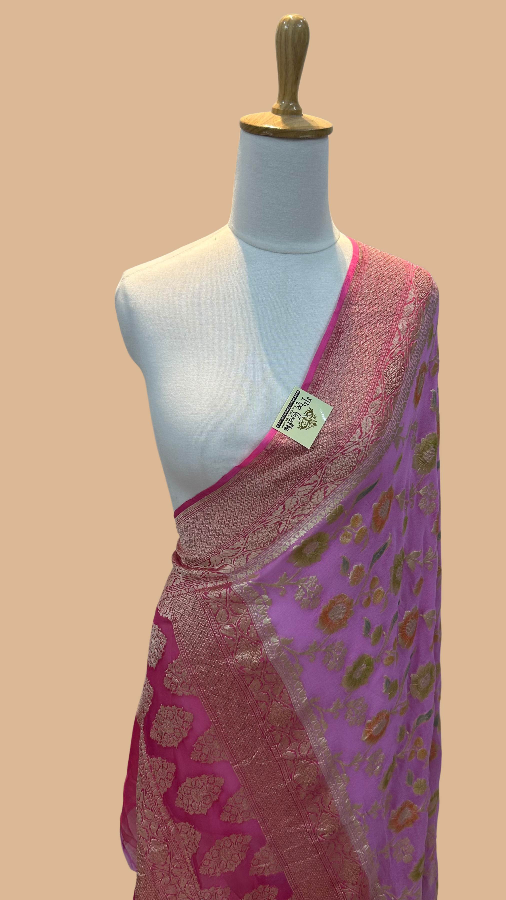 Khaddi Georgette Banarasi Dupatta - Water Zari