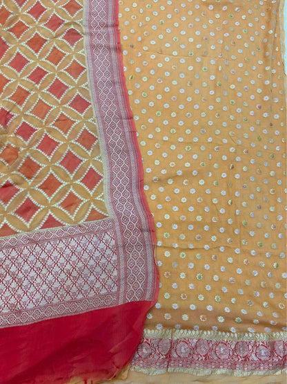 Banarasi Khaddi Georgette Dress Material - Sona Rupa