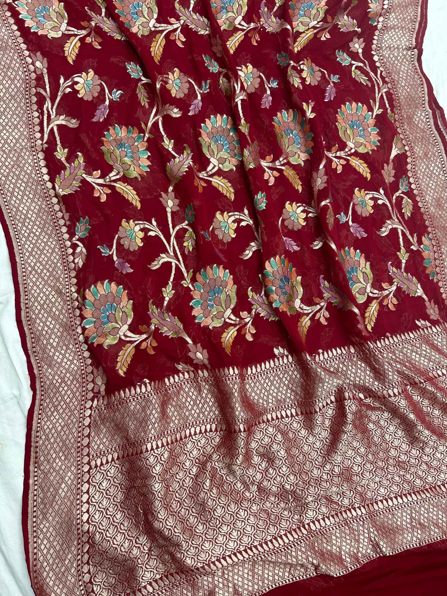 Khaddi Georgette Handloom Banarasi Saree