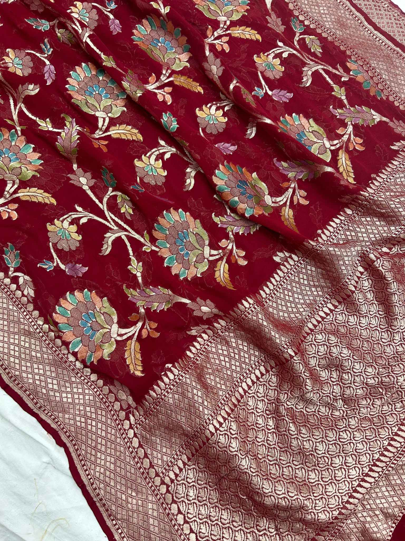 Khaddi Georgette Handloom Banarasi Saree