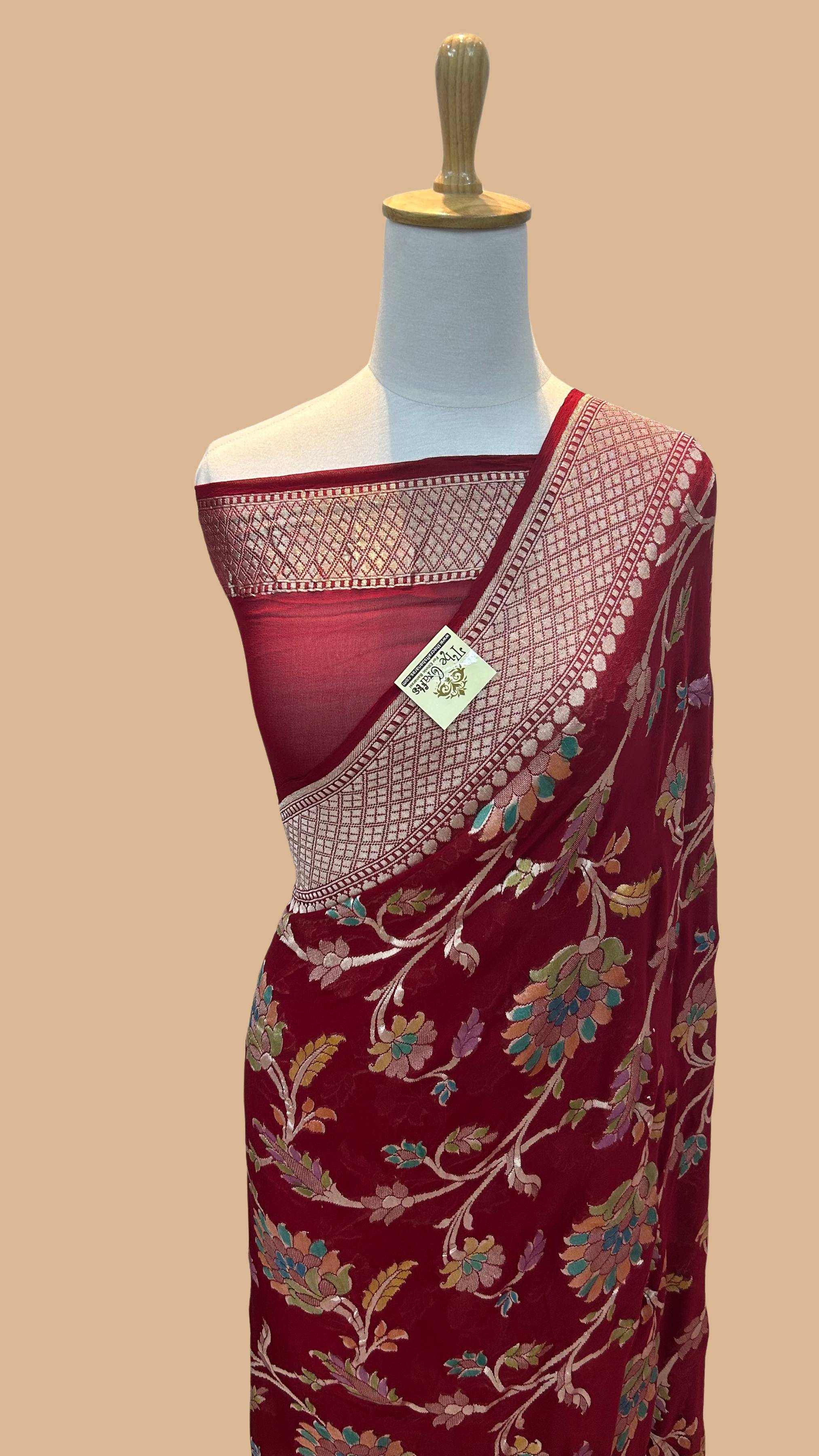 Khaddi Georgette Handloom Banarasi Saree