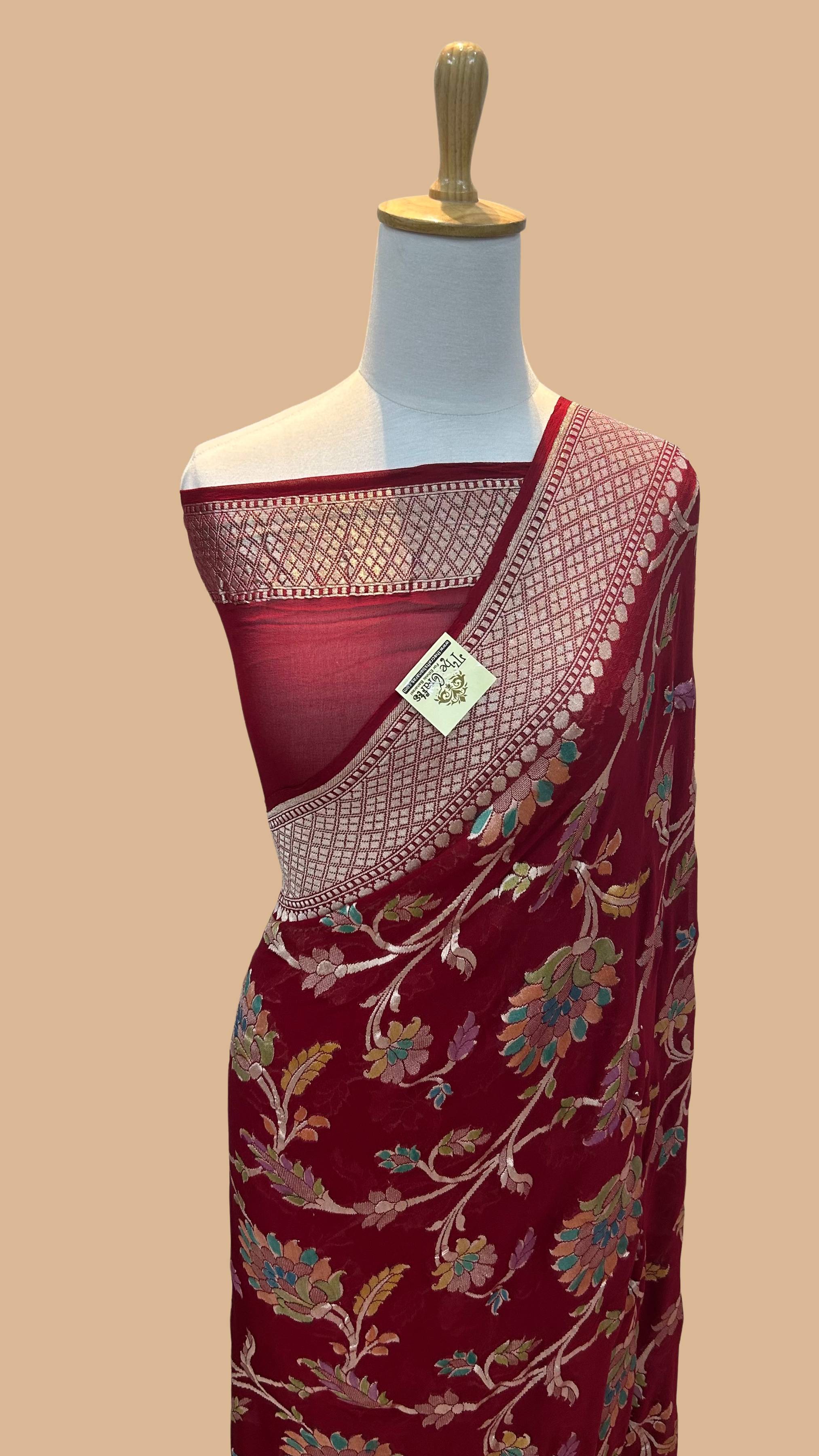 Khaddi Georgette Handloom Banarasi Saree