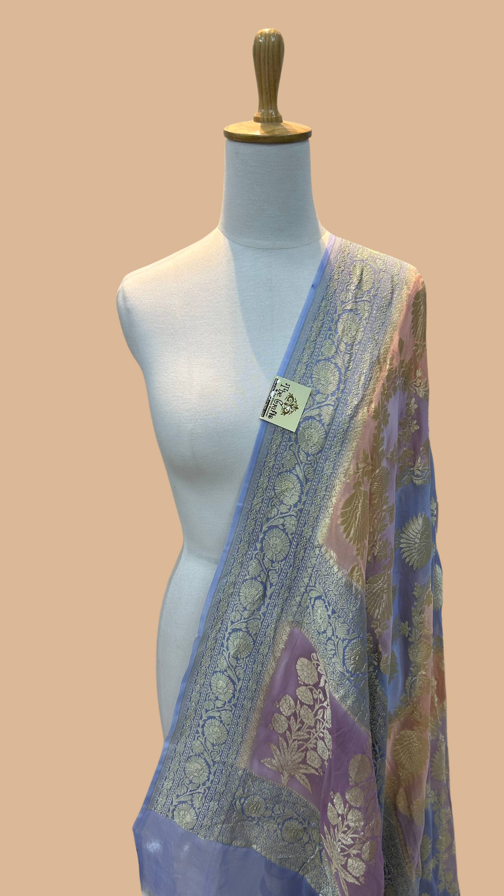 Khaddi Georgette Banarasi Dupatta - Water Zari