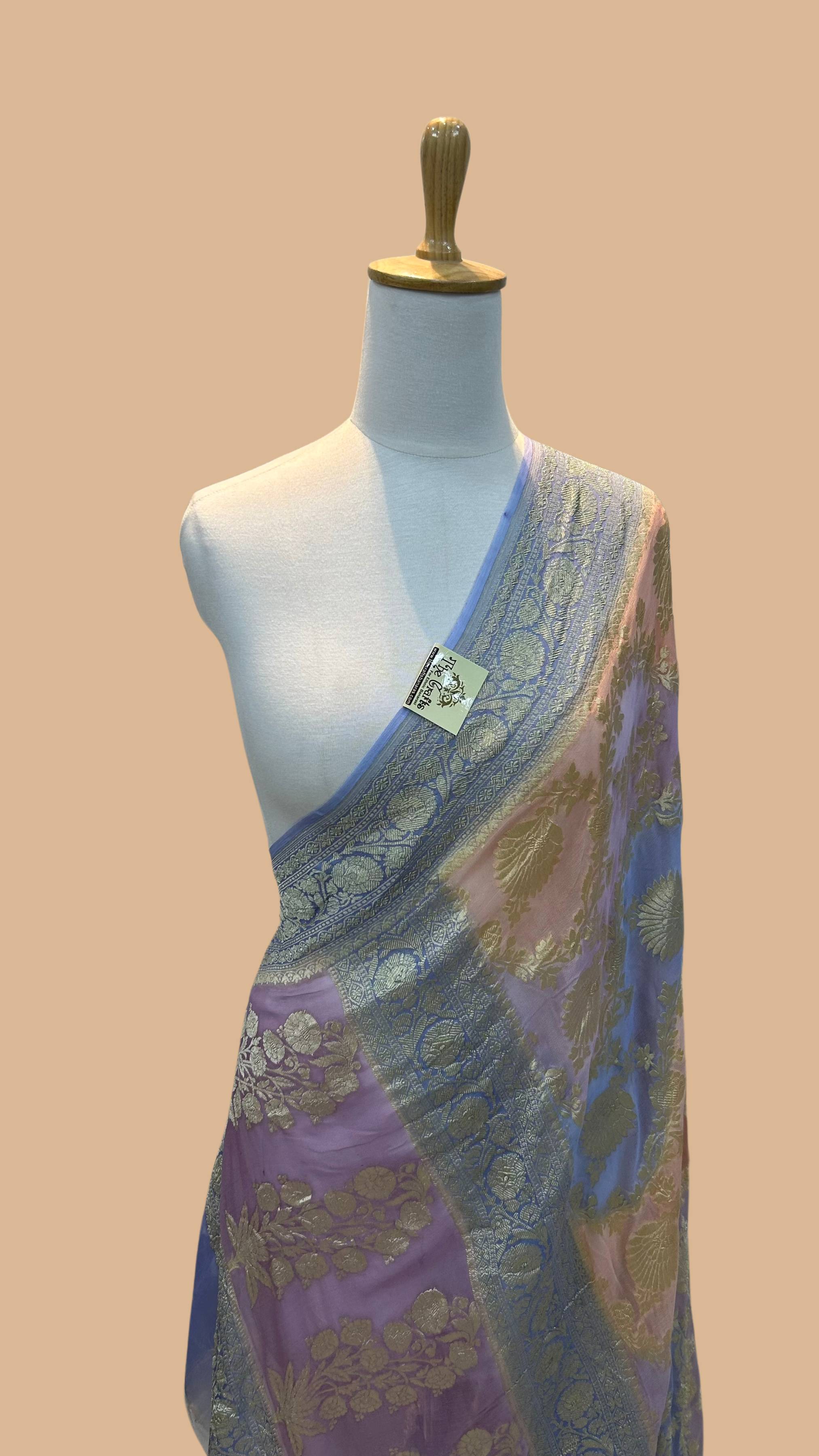 Khaddi Georgette Banarasi Dupatta - Water Zari