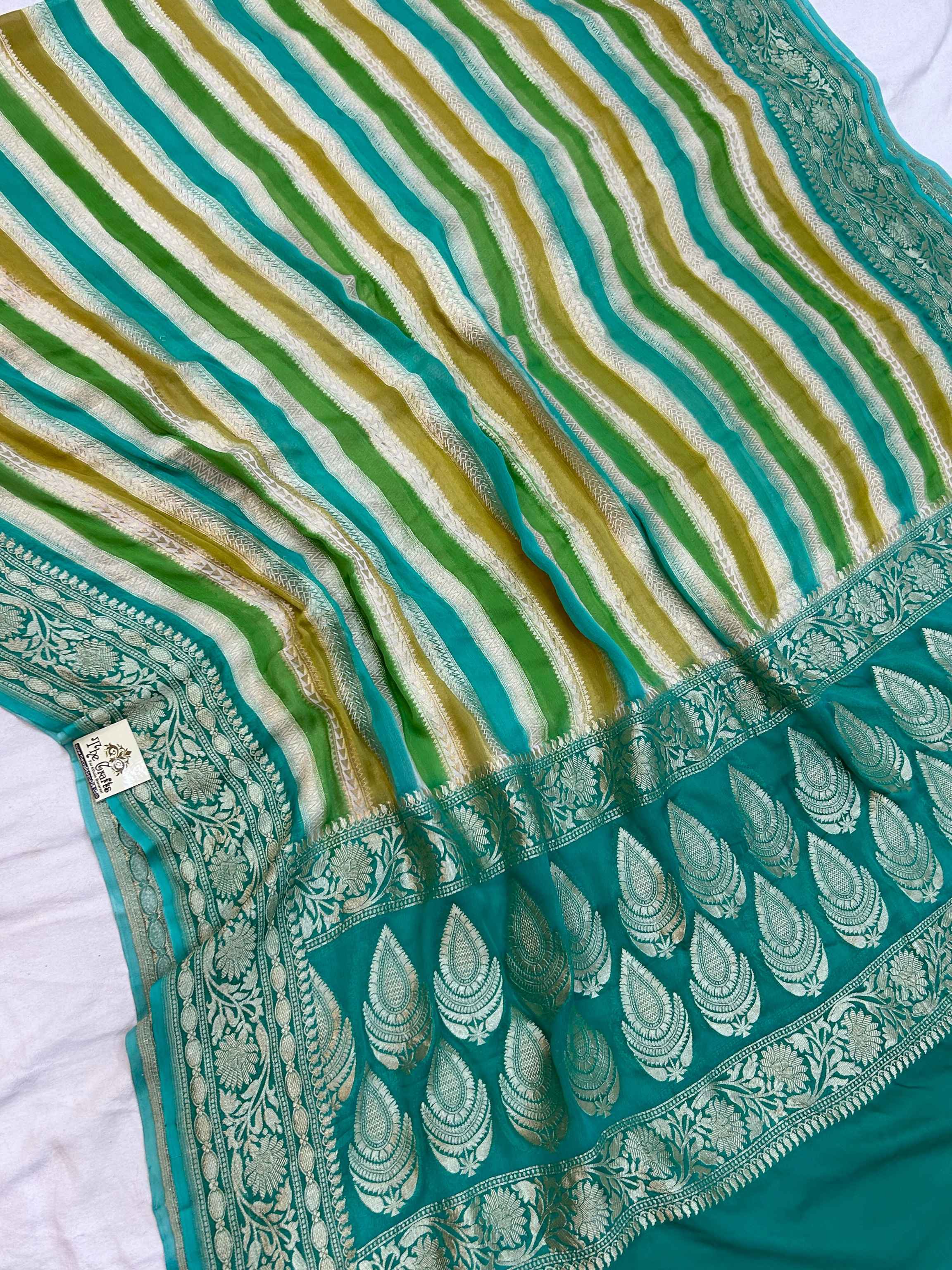 Khaddi Georgette Banarasi Dupatta - Water Zari