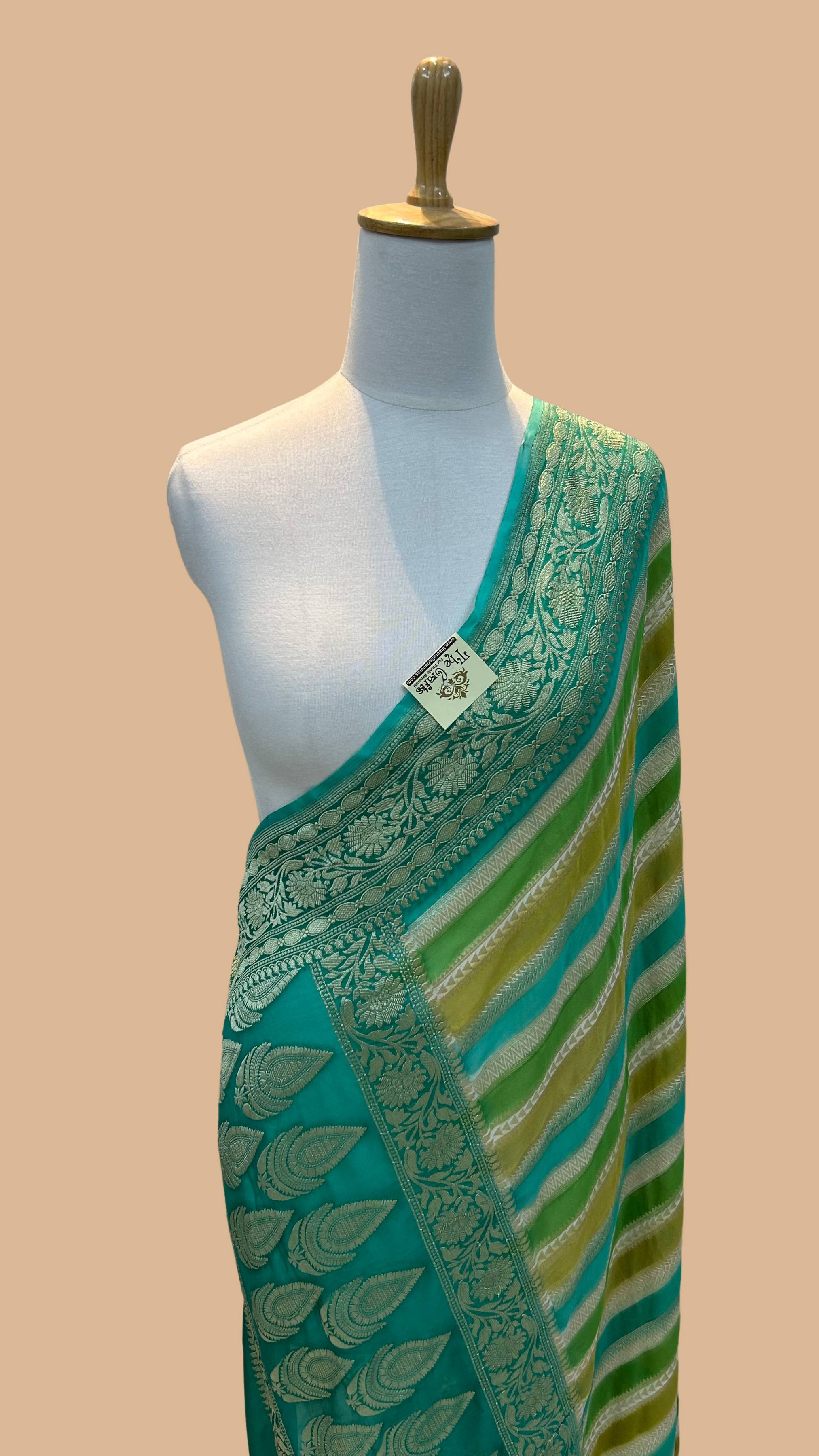 Khaddi Georgette Banarasi Dupatta - Water Zari