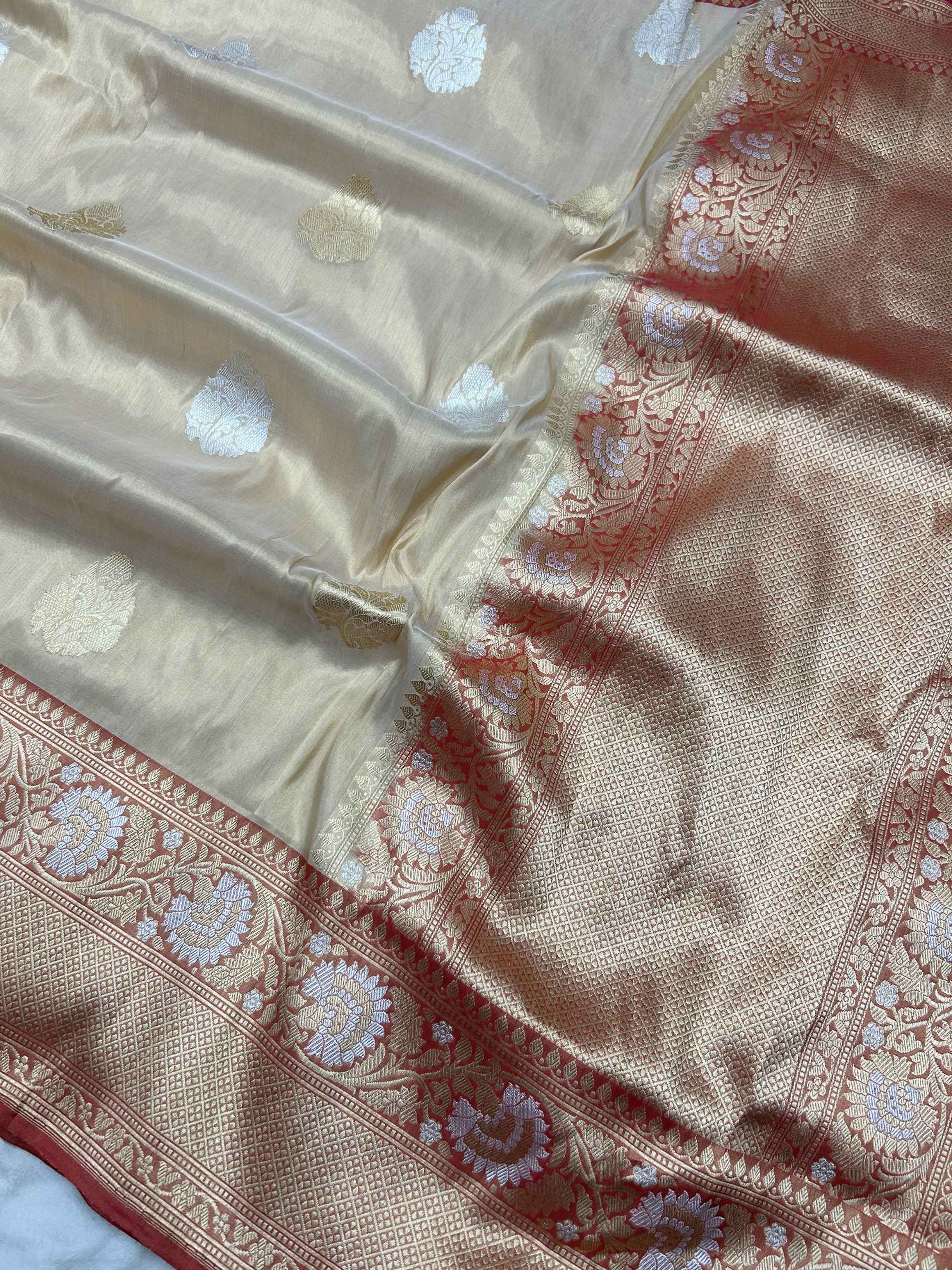 Pure Tissue Silk Handloom Banarasi Saree with kadhua sona roopa border & buta