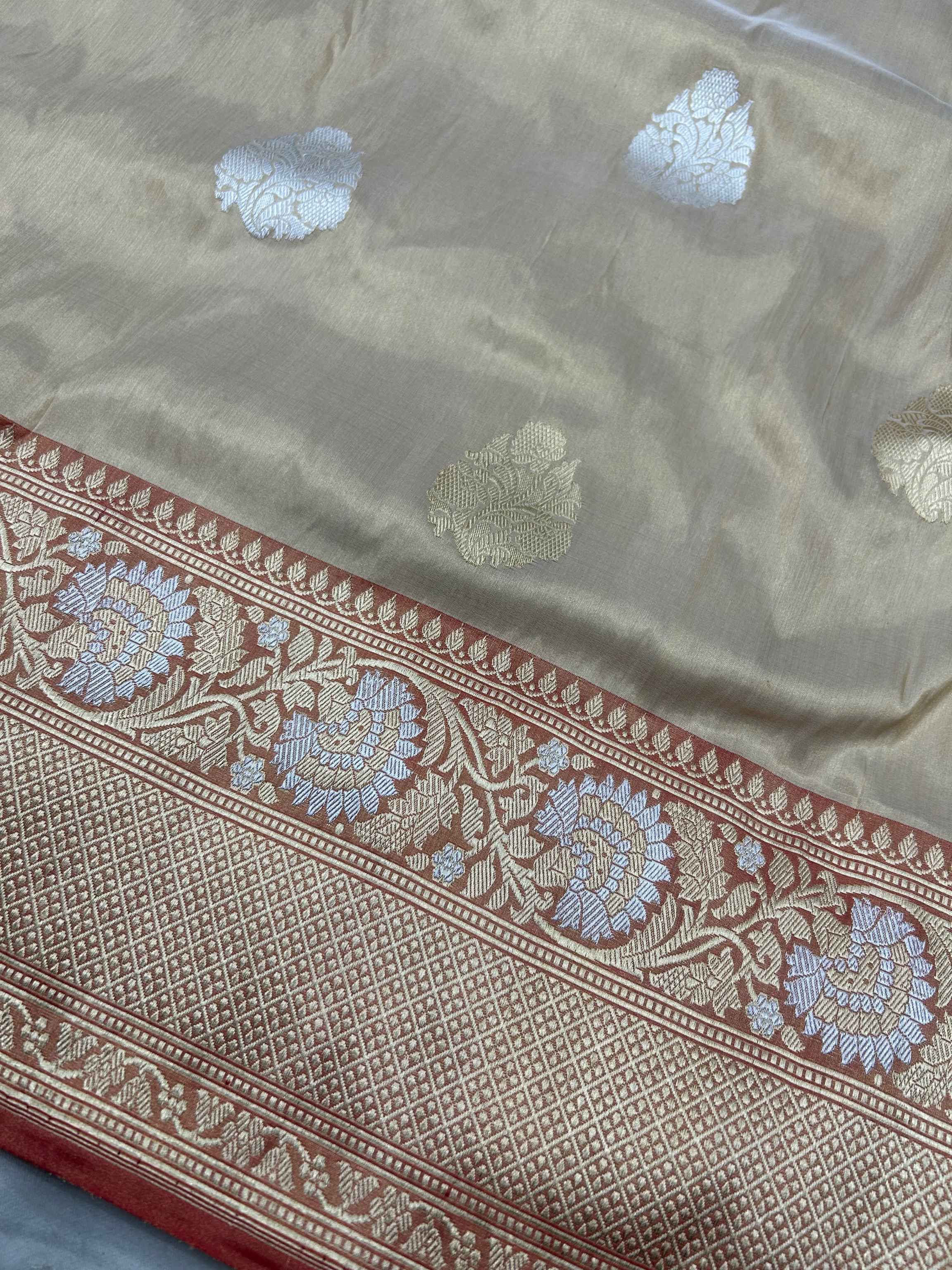 Pure Tissue Silk Handloom Banarasi Saree with kadhua sona roopa border & buta