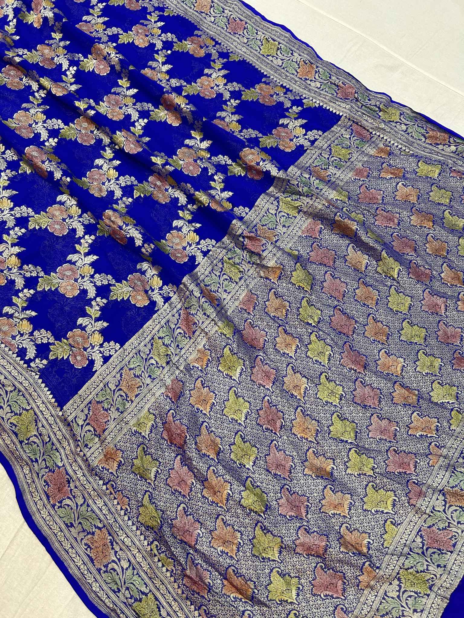 Khaddi Georgette Handloom Banarasi Saree