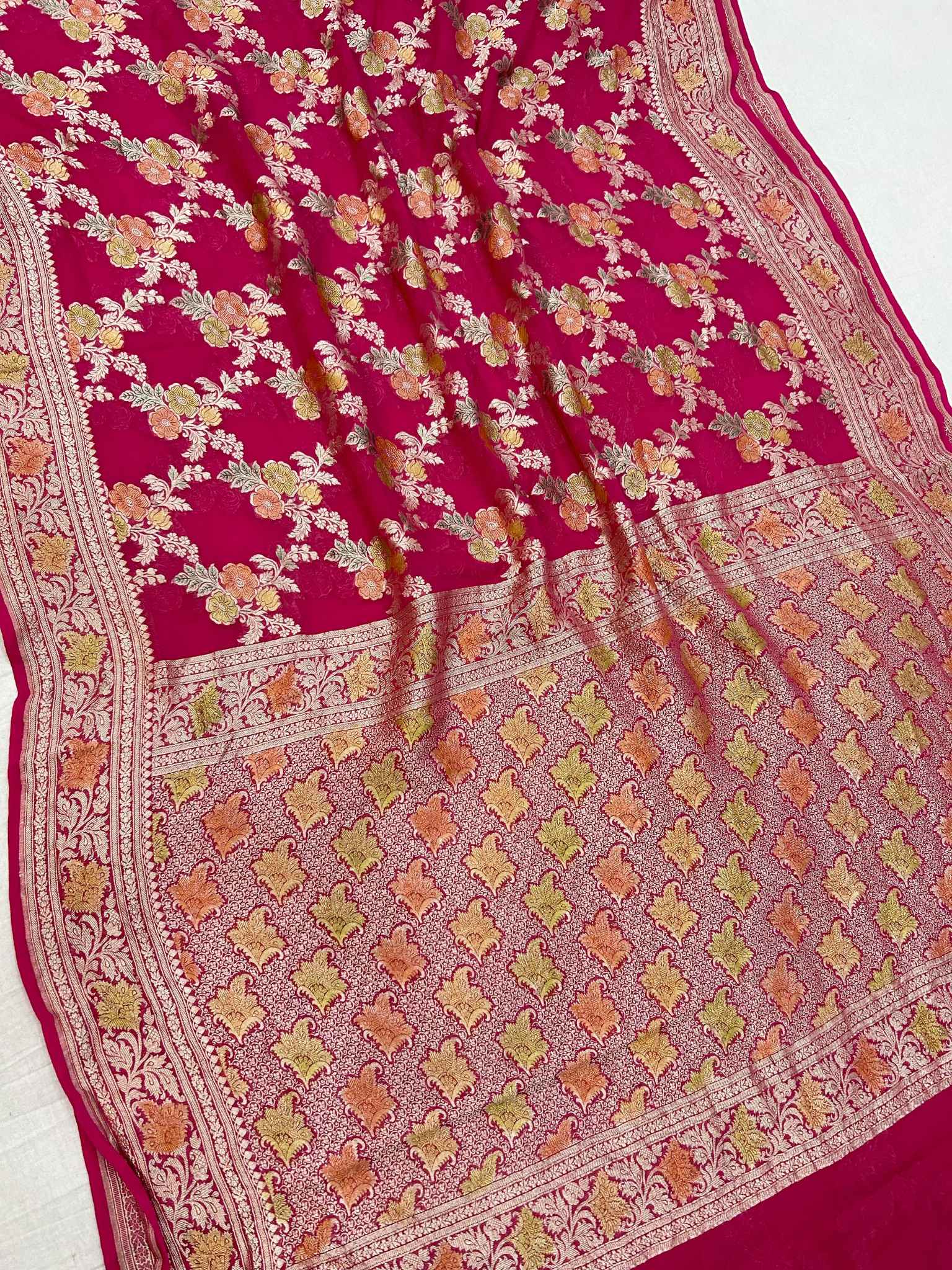 Khaddi Georgette Handloom Banarasi Saree