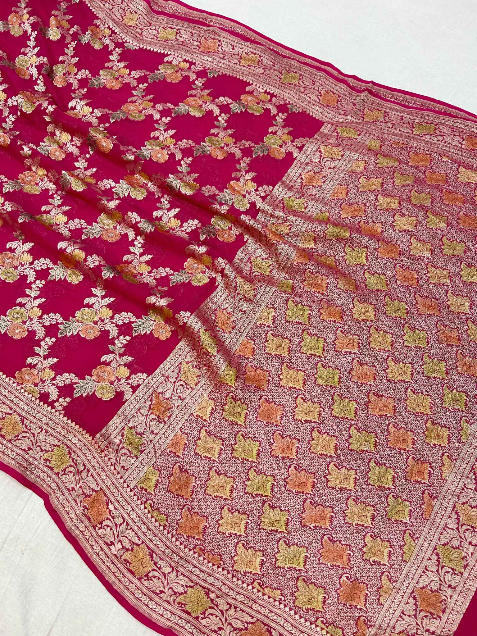 Khaddi Georgette Handloom Banarasi Saree