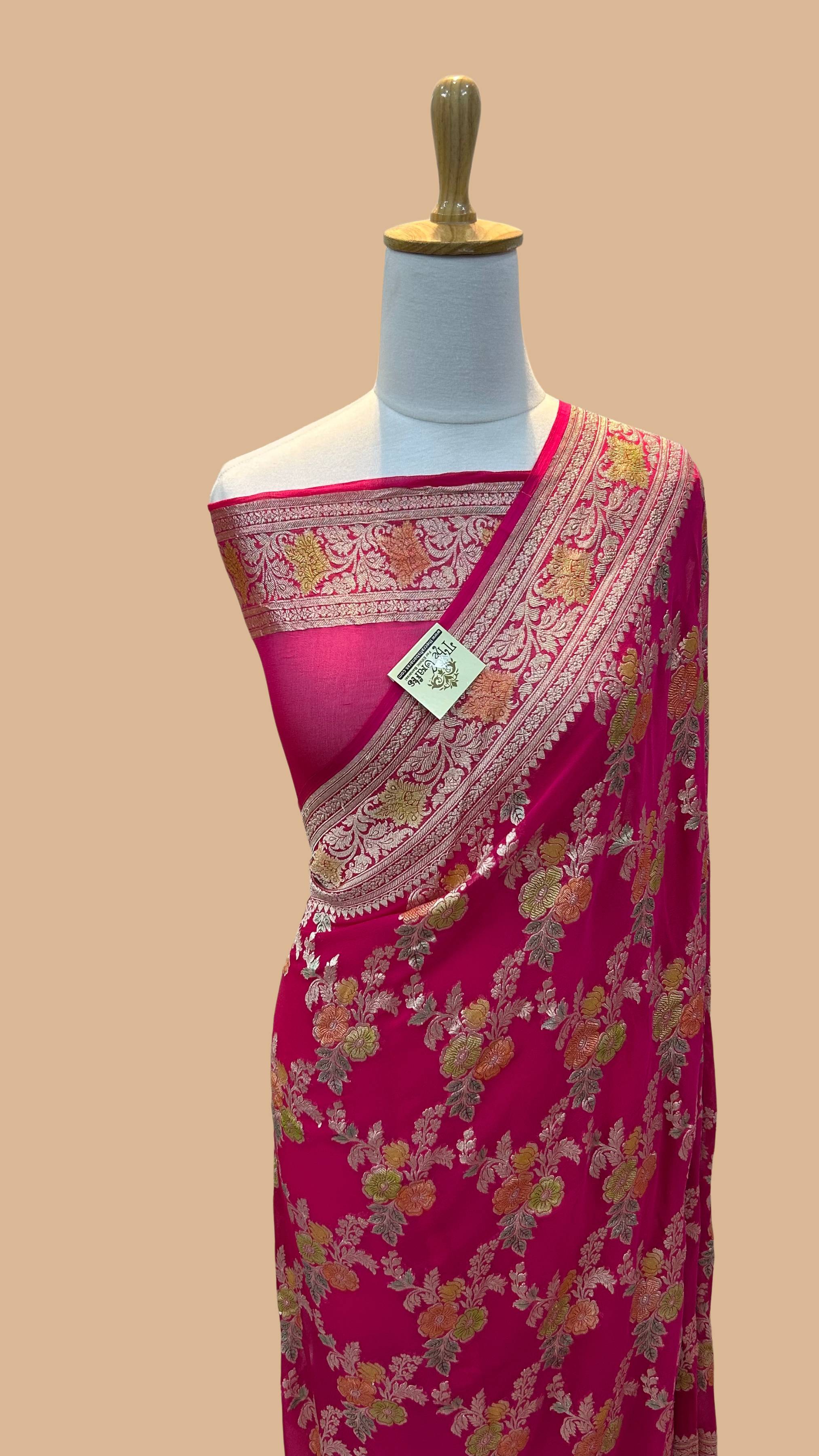 Khaddi Georgette Handloom Banarasi Saree